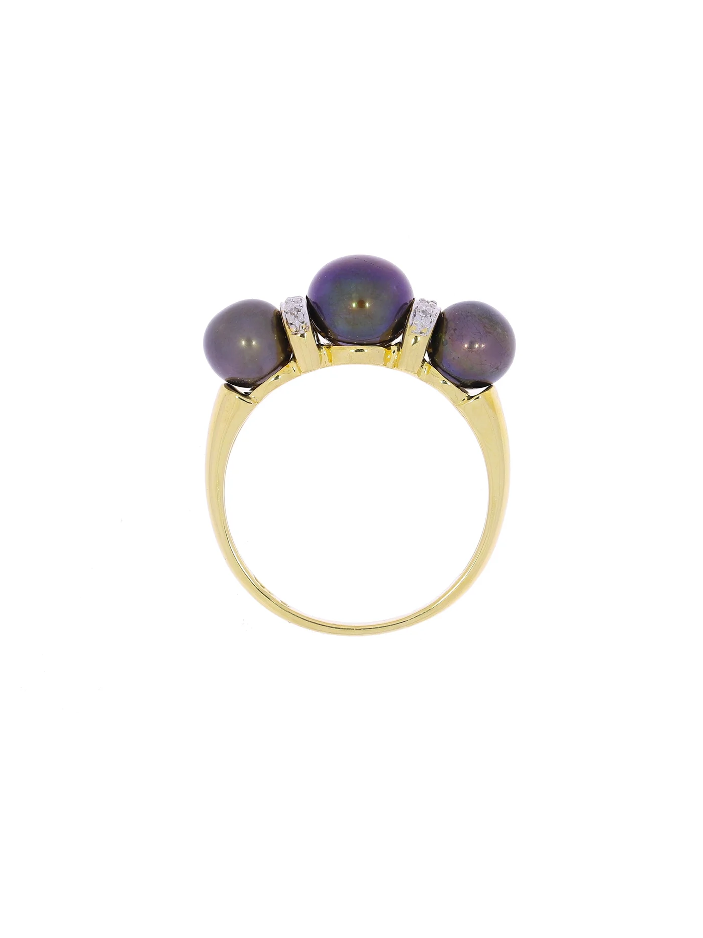 Damenring – Gelbgold mit Perlen und Diamanten