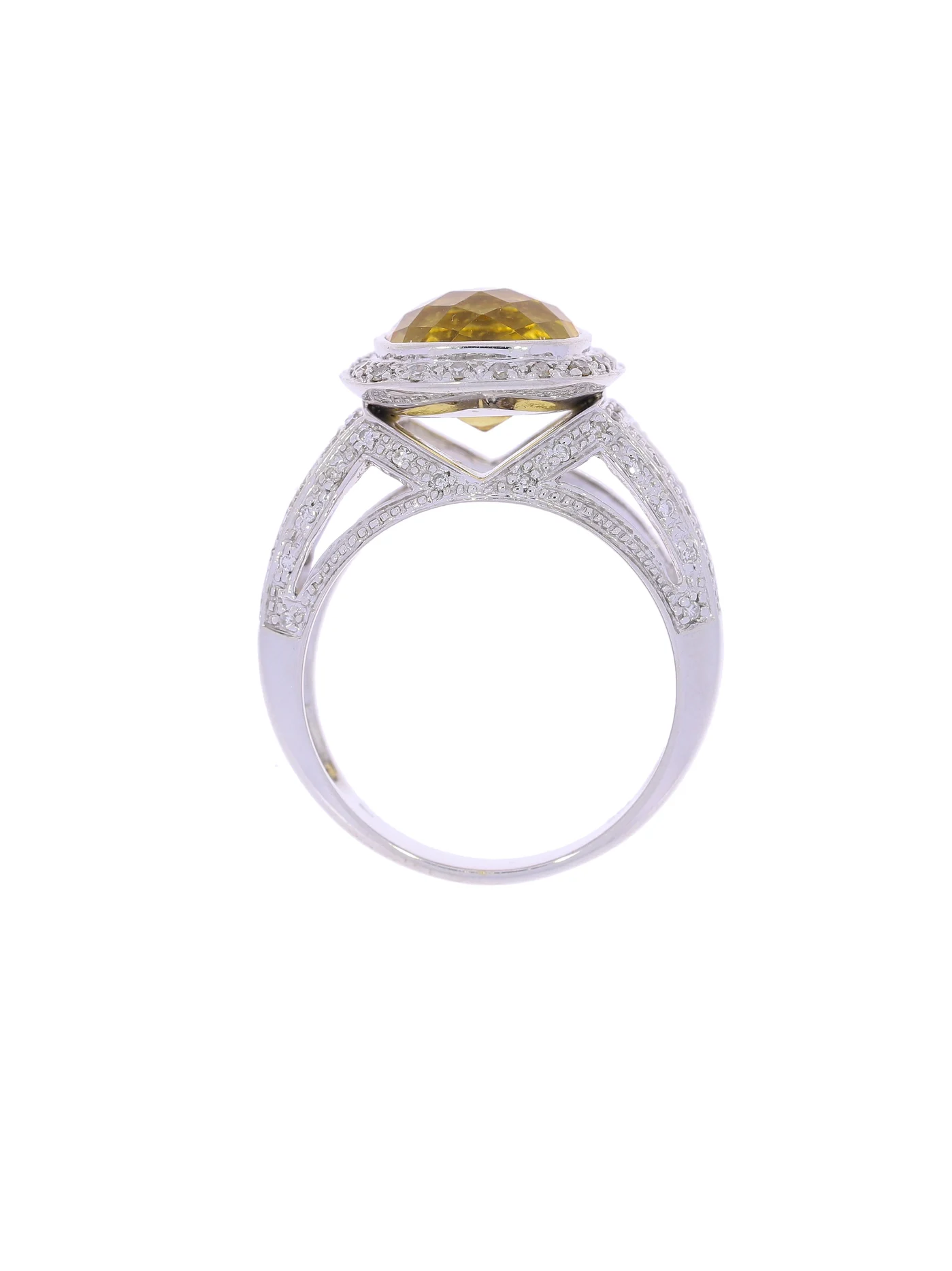 Damenring – Weissgold mit Citrin und Diamanten