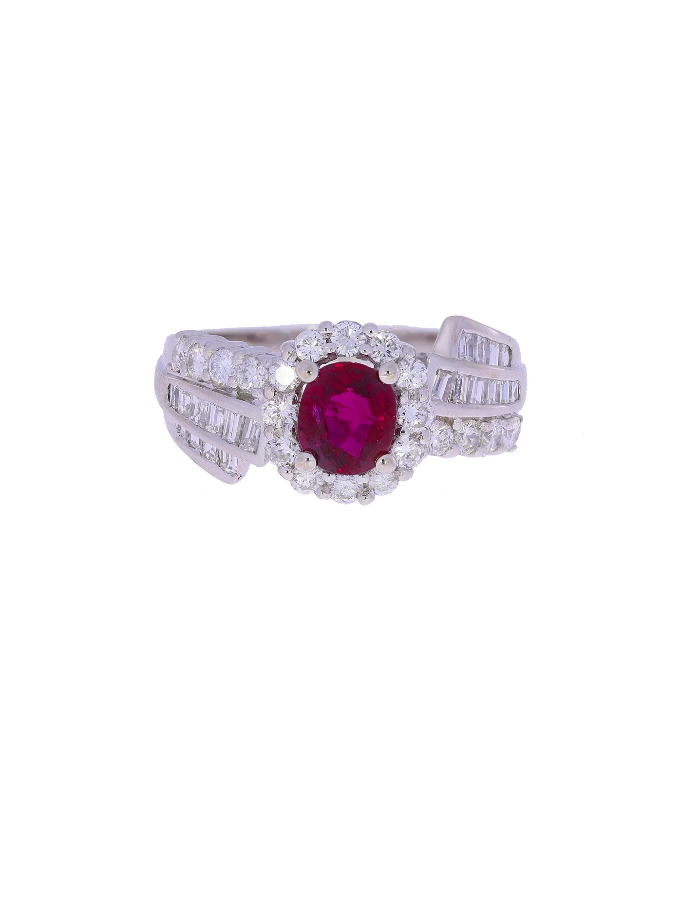 Damenring – Weissgold mit Rubin und Diamanten