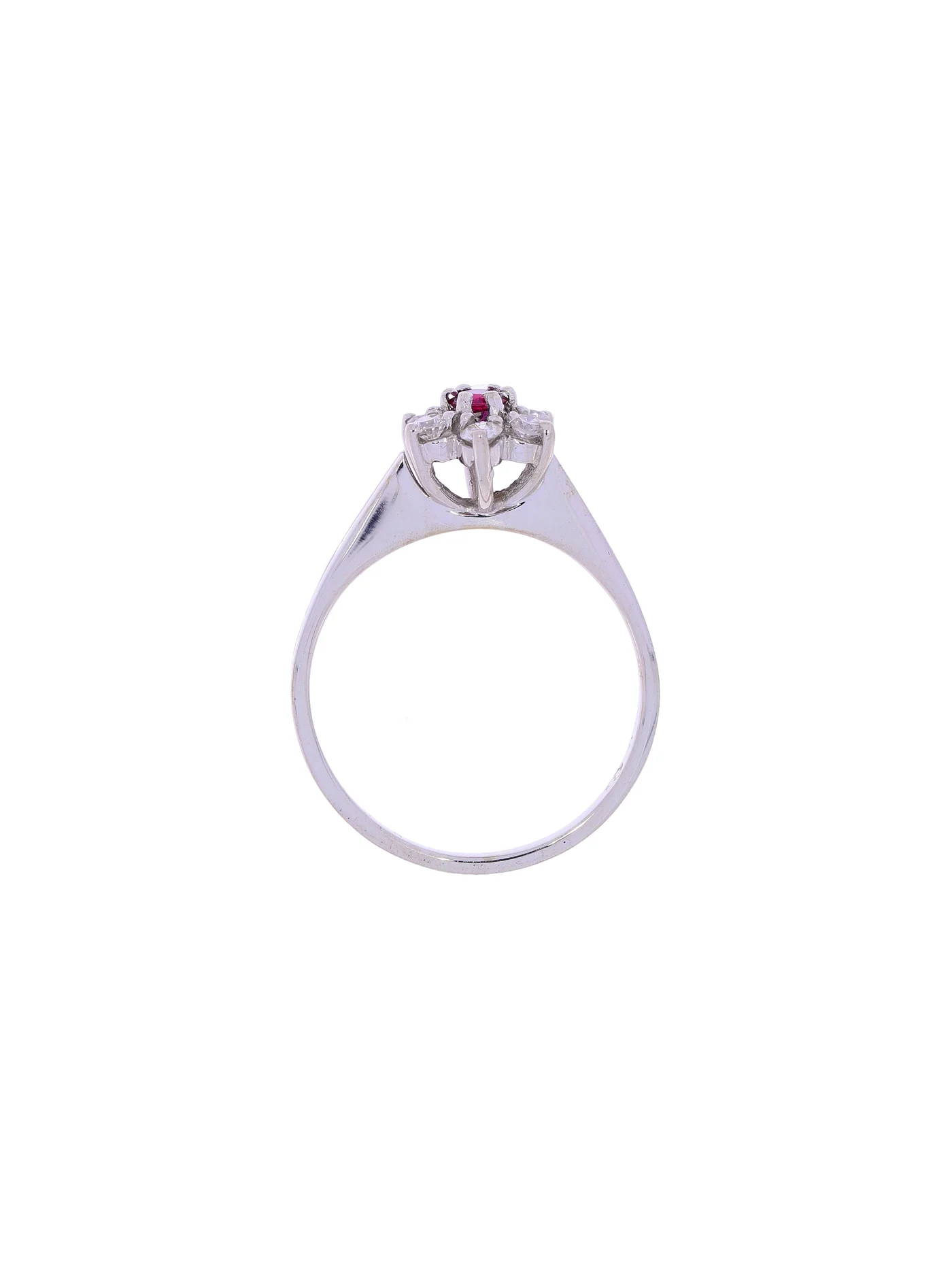 Damenring – Weissgold mit Rubin und Diamanten
