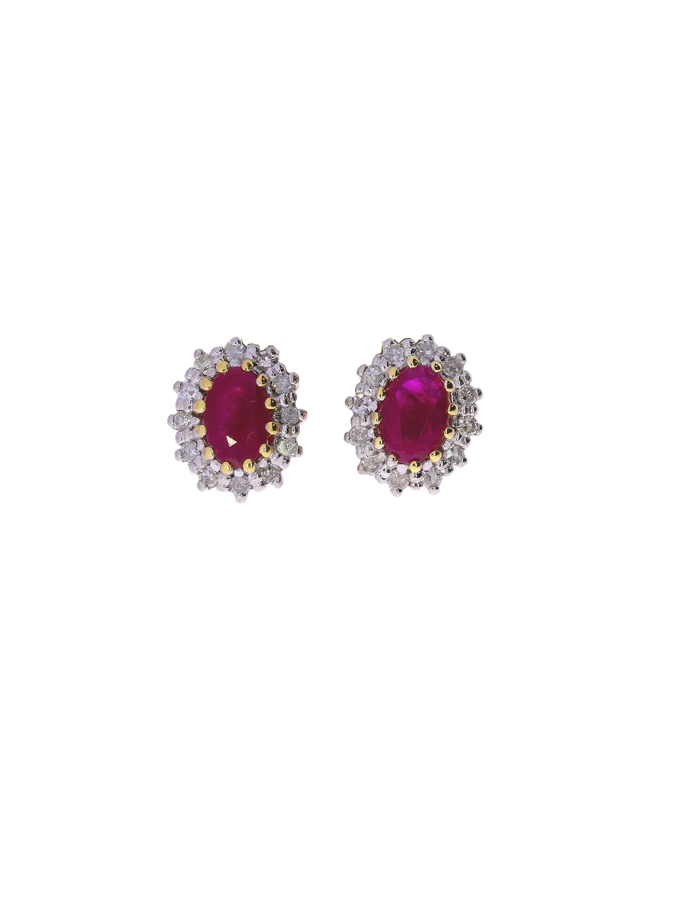 Puces d’oreilles – bicolore avec rubis et diamants