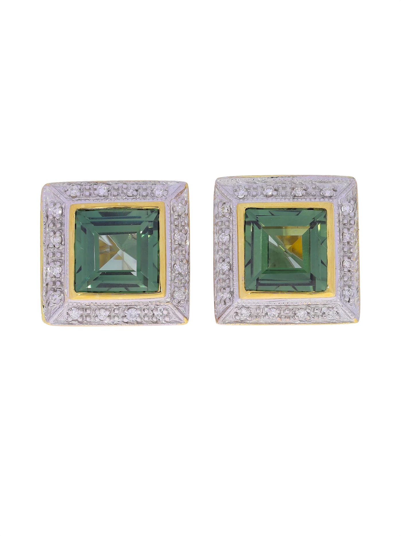 Puces d’oreilles – bicolore avec synthétiques spinelle et diamants