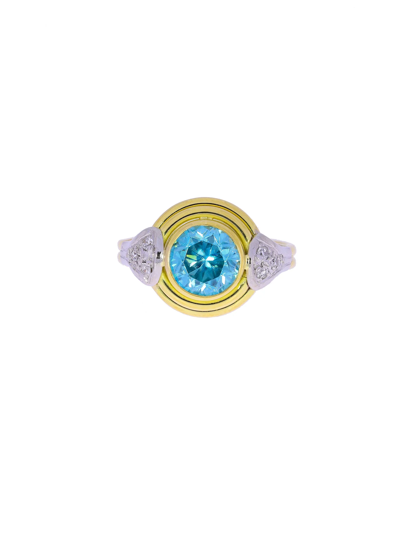 Damenring – Bicolor mit Edel-Zirkon und Diamanten