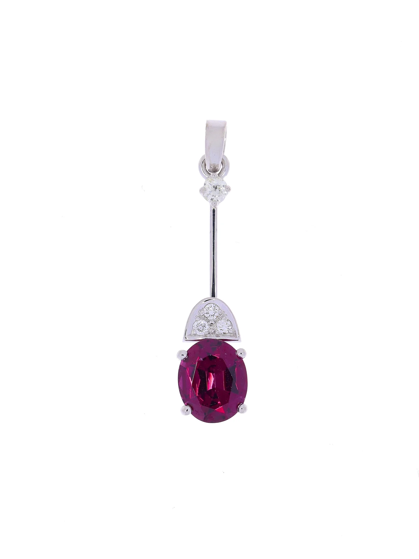 Anhänger – Weissgold mit Granat und Diamanten