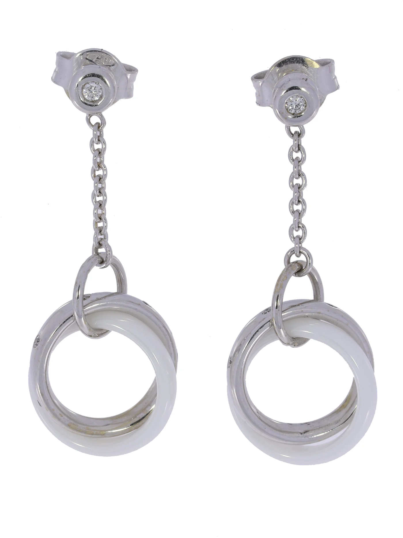 Ohrstecker – Weissgold mit Keramik und Diamanten 0.09ct