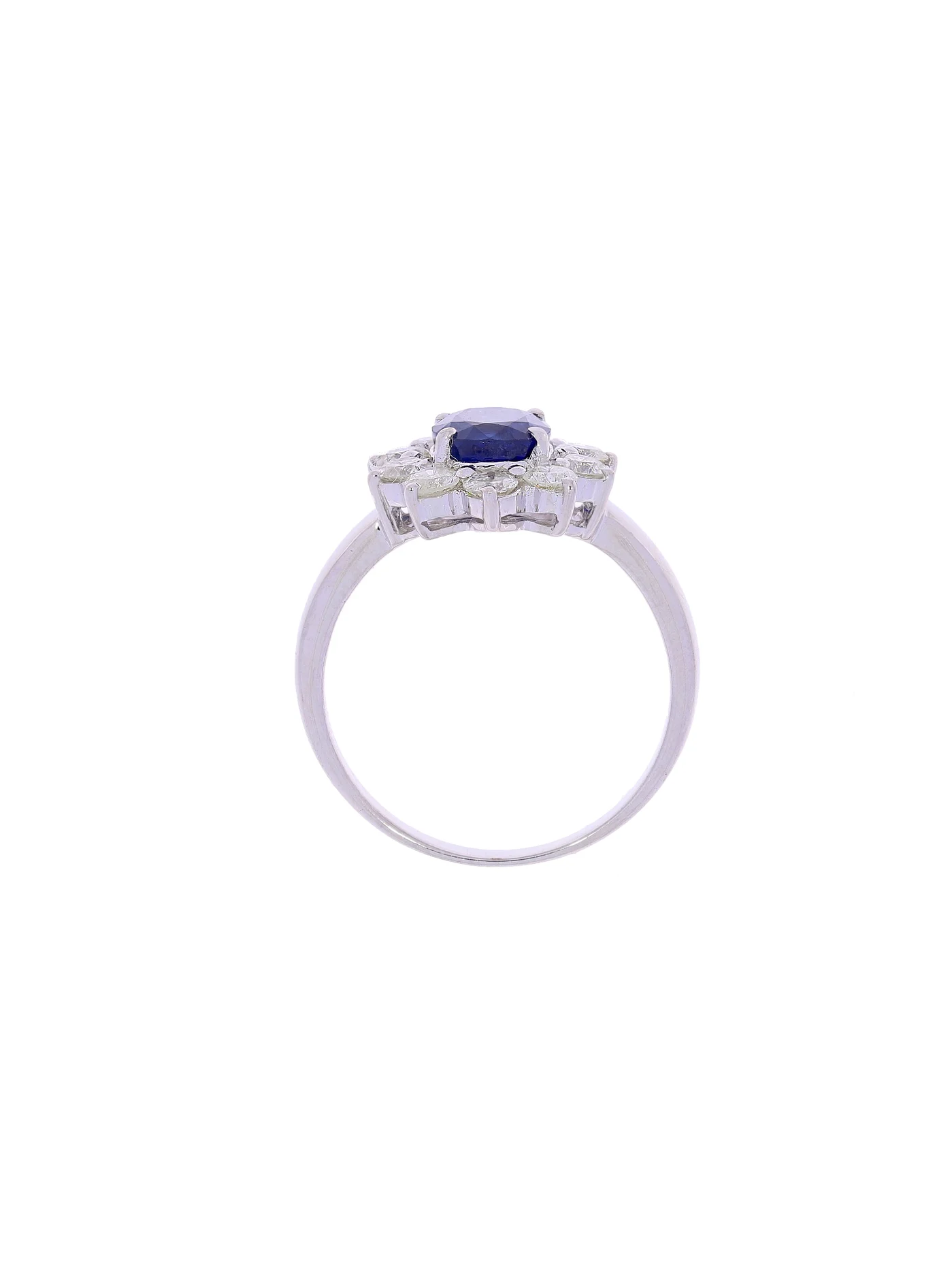 Damenring – Weissgold mit Saphir und Diamanten