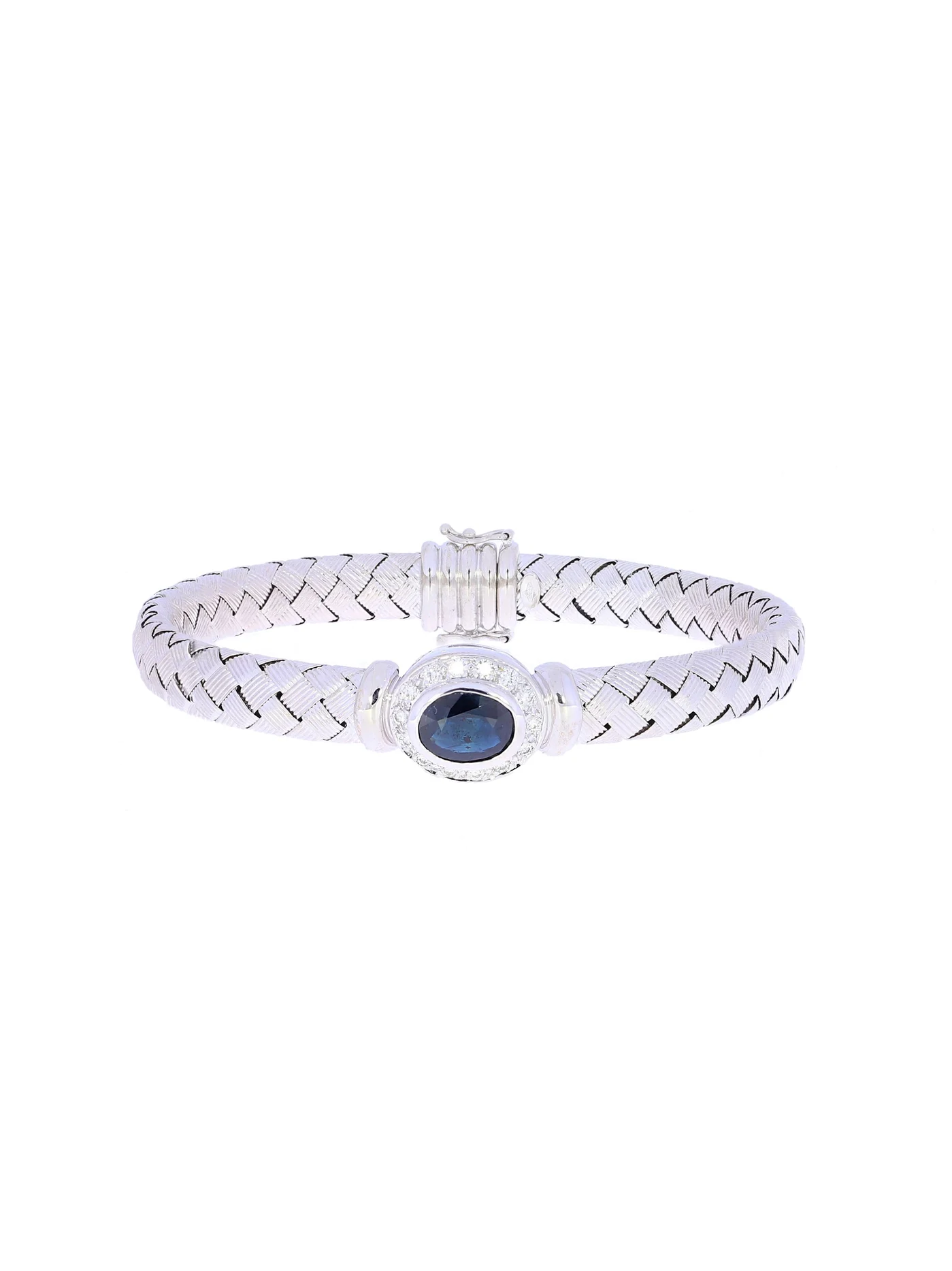 Armreif – Weissgold mit Saphir und Diamanten
