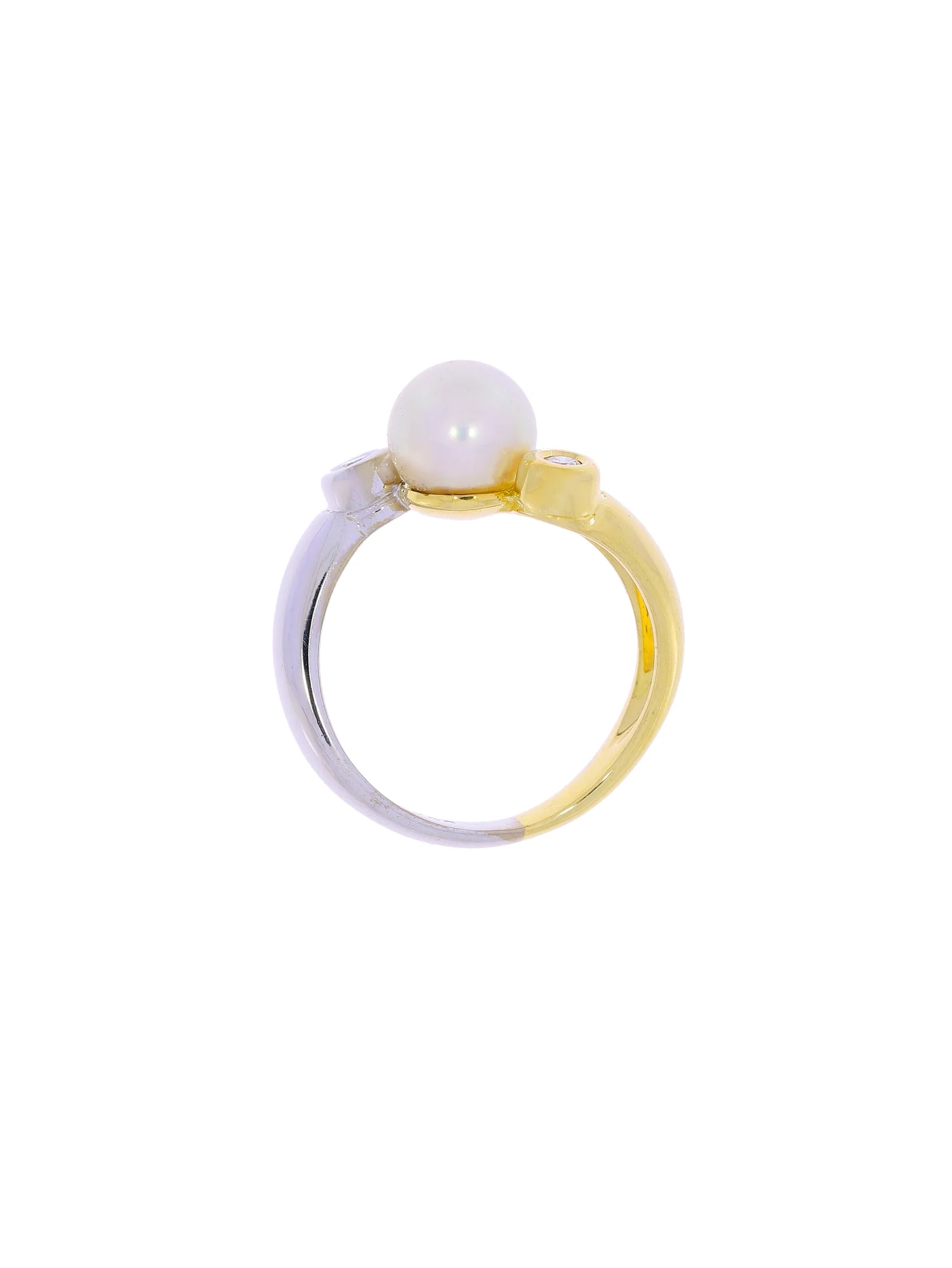 Damenring – Bicolor mit Perle und Diamanten