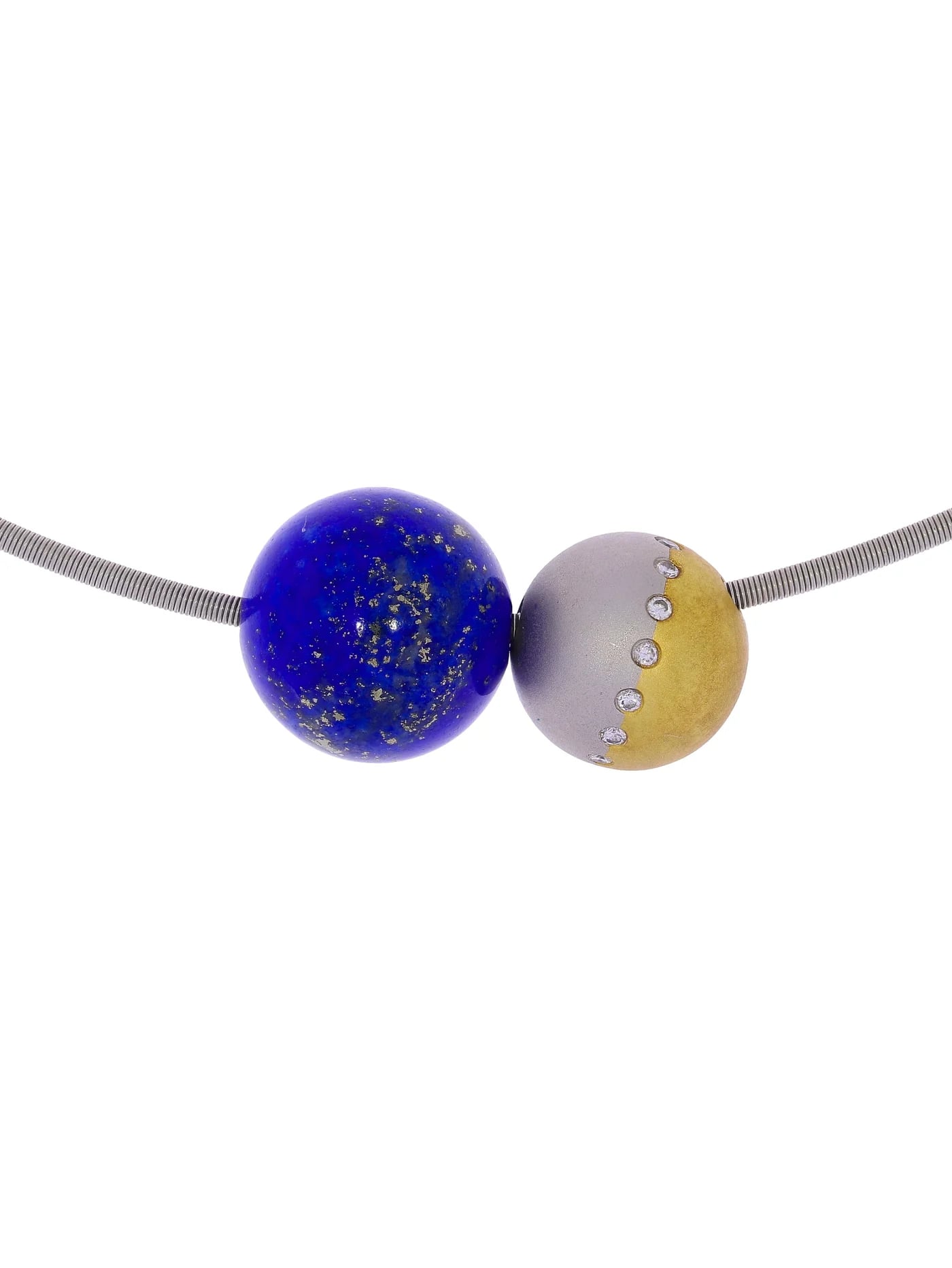 Collier – Platin mit Gelbgold, Diamanten und Lapislazuli