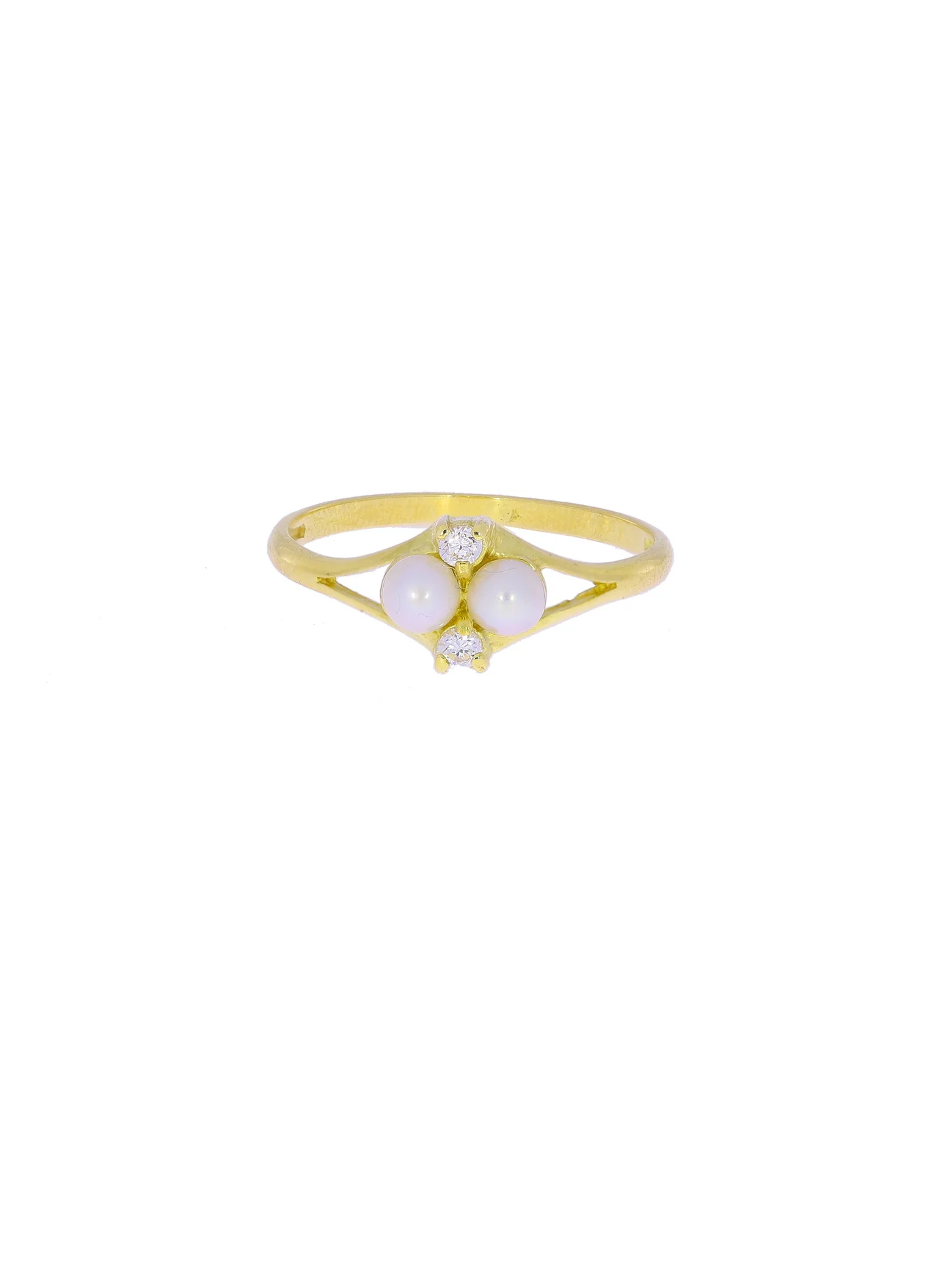 Damenring – Gelbgold mit Perle und Diamanten
