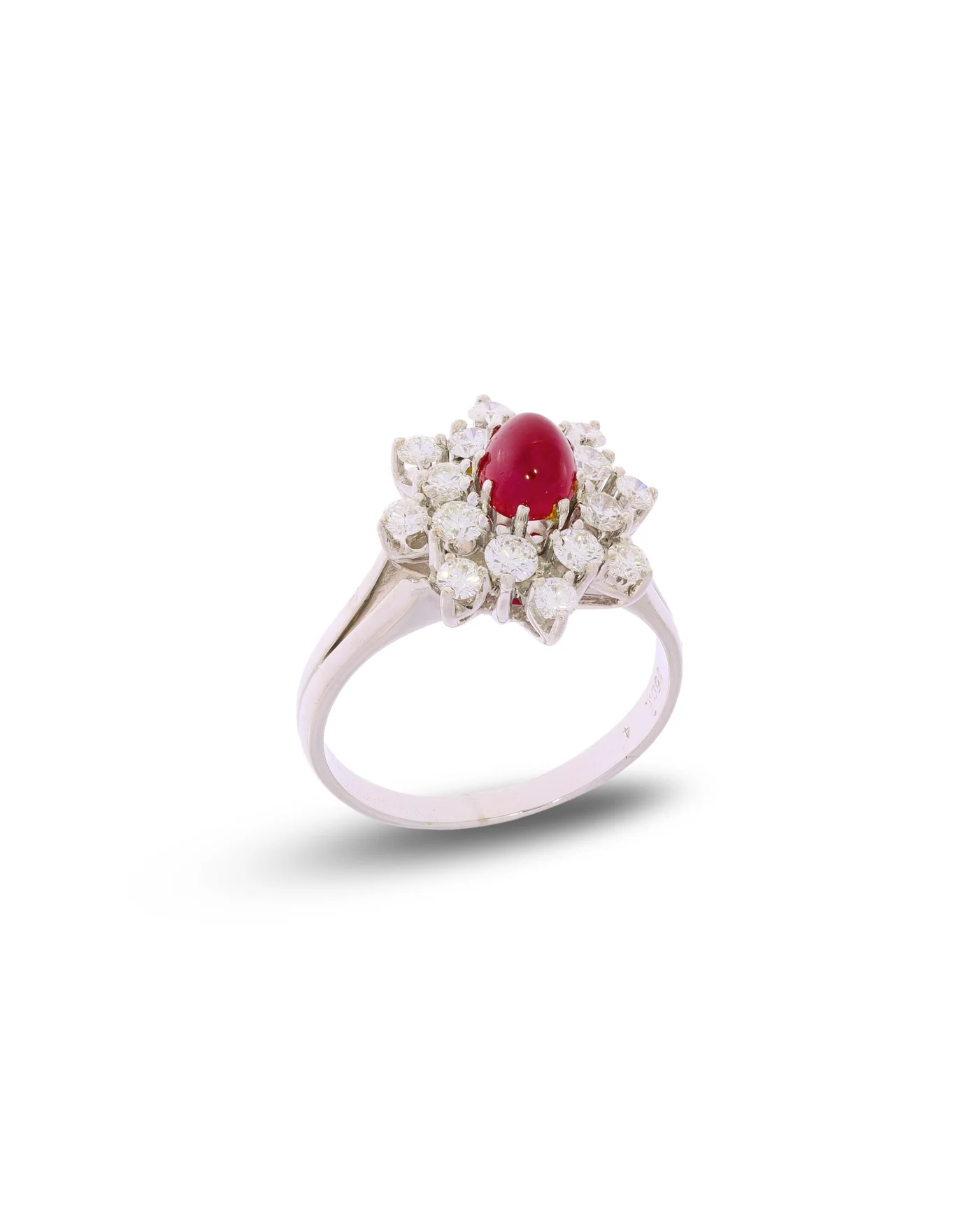 Damenring – Weissgold mit Rubin und Diamanten