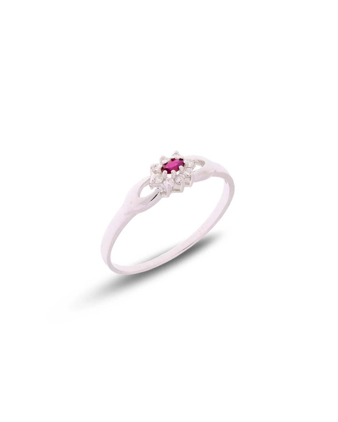 Damenring – Weissgold mit Rubin und Diamanten