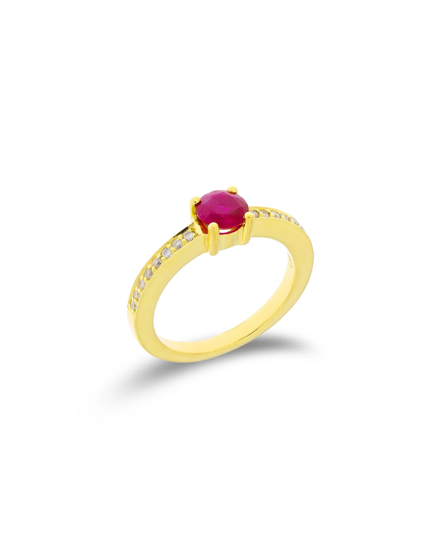 Damenring – Gelbgold mit Rubin und Diamanten