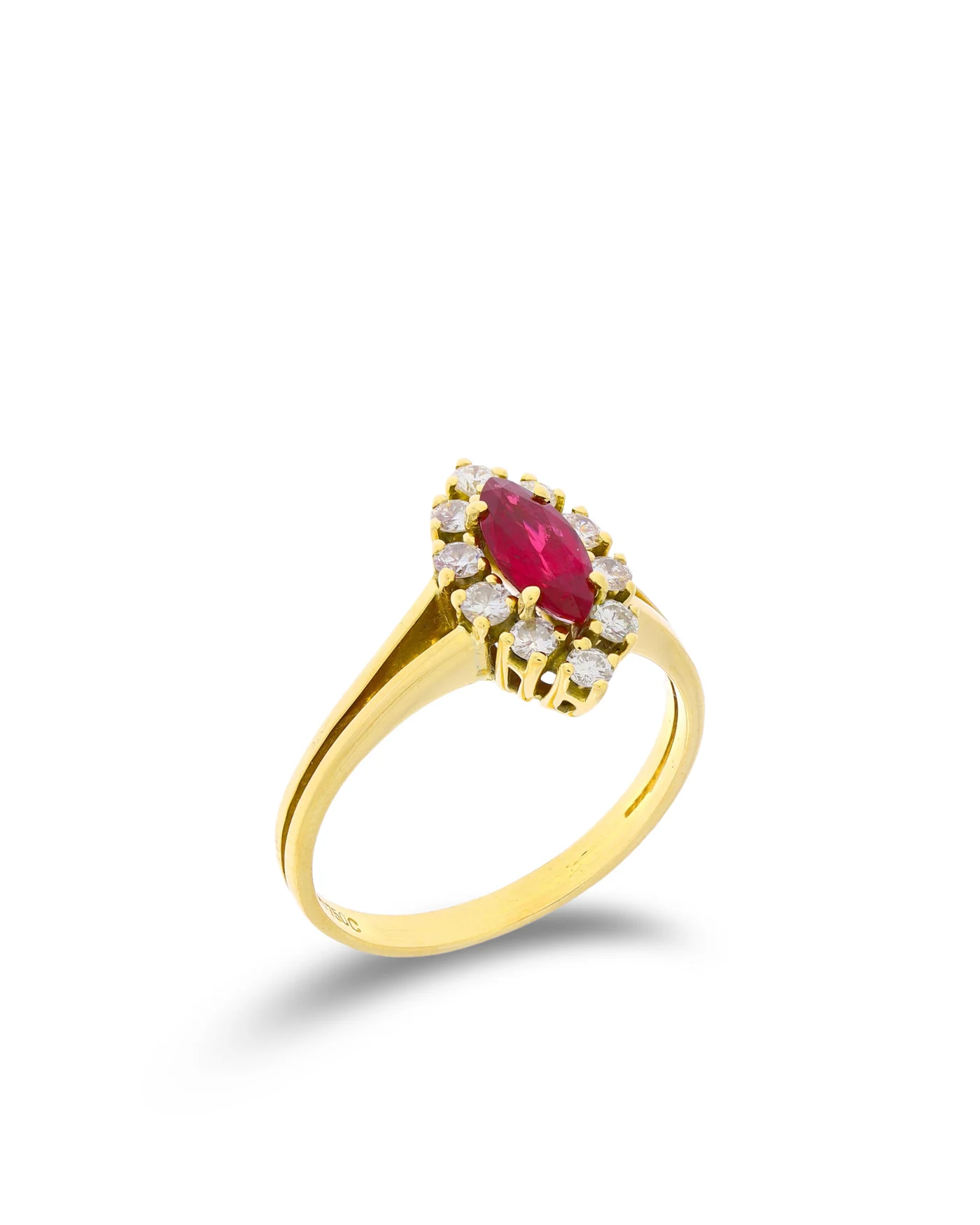 Damenring – Gelbgold mit Rubin und Diamanten 0.03ct