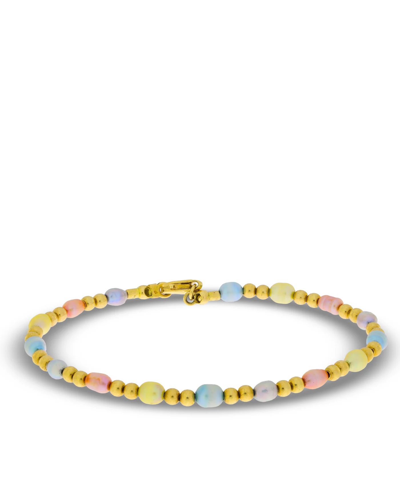 Bracelet – Gelbgold mit gefärbte Perlen