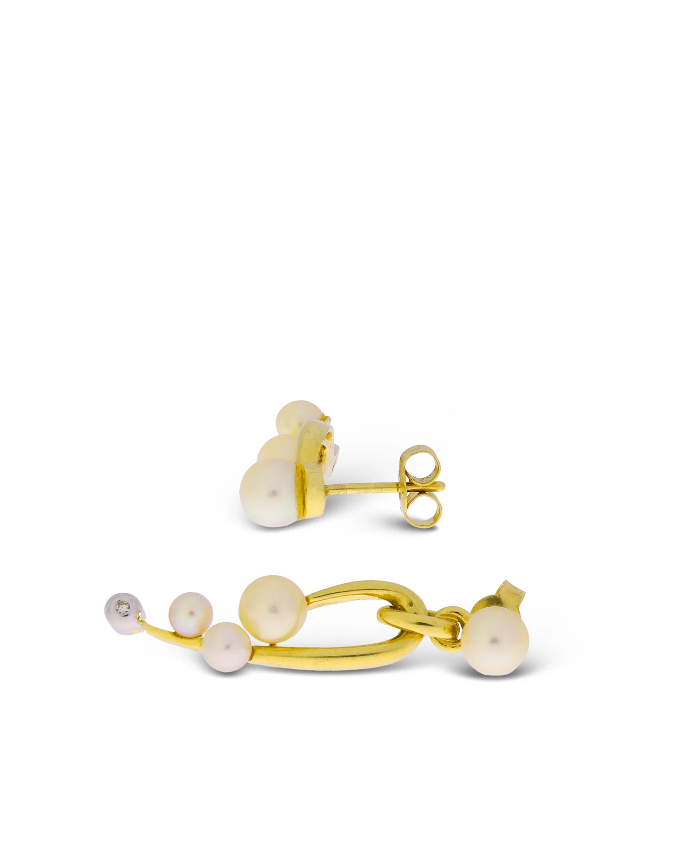Ohrstecker – Bicolor mit Akoya-Perlen und Diamant