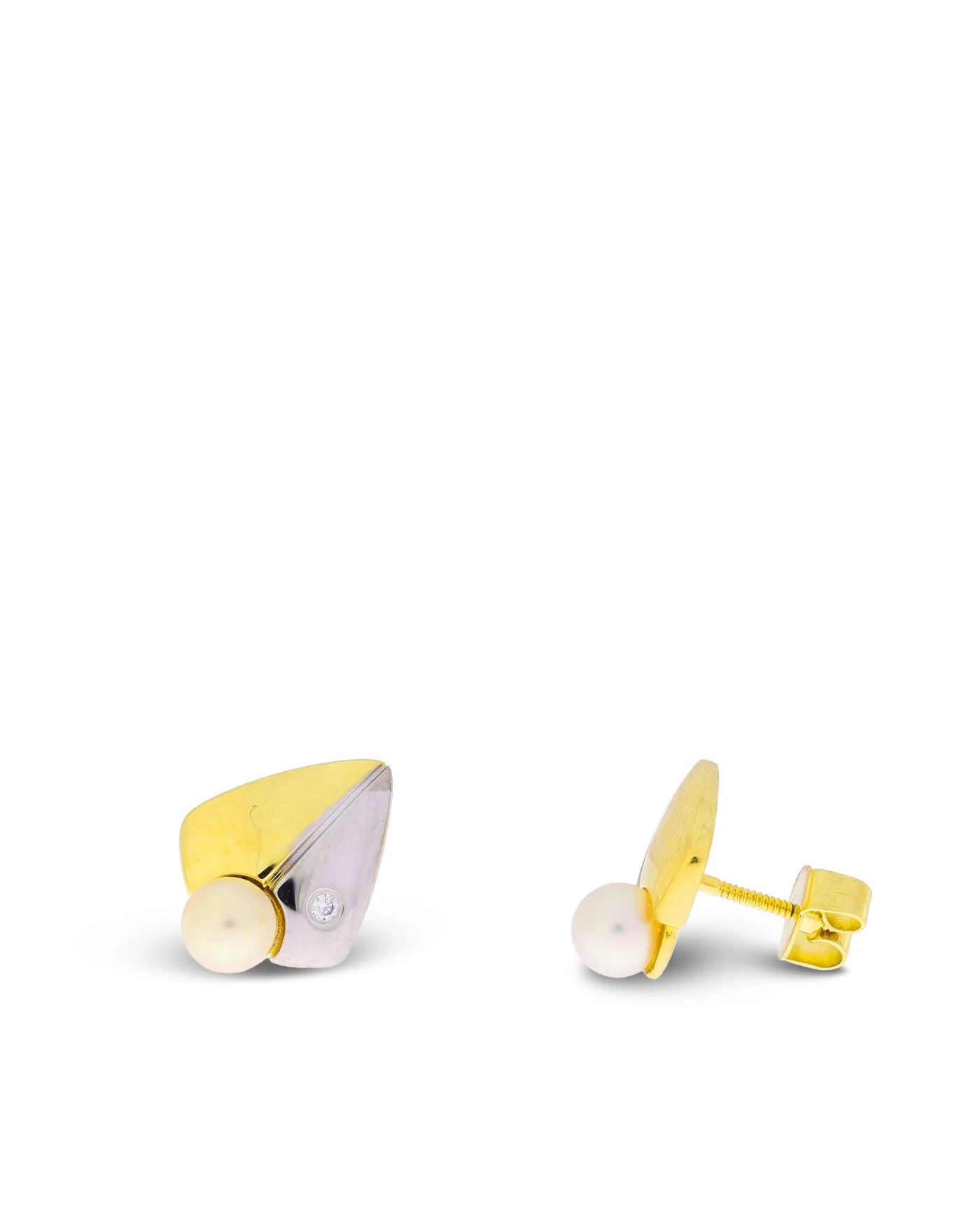 Ohrstecker – Bicolor mit Akoya-Perle und Diamant