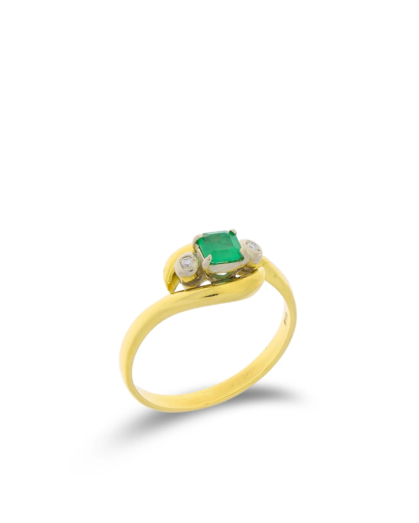 Damenring – Gelbgold mit Smaragd und Diamanten