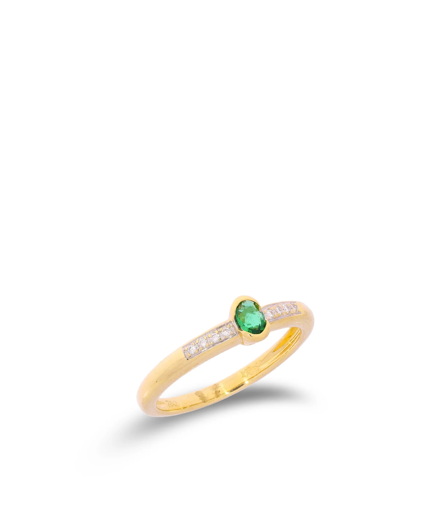 Damenring – Gelbgold mit Smaragd und Diamanten