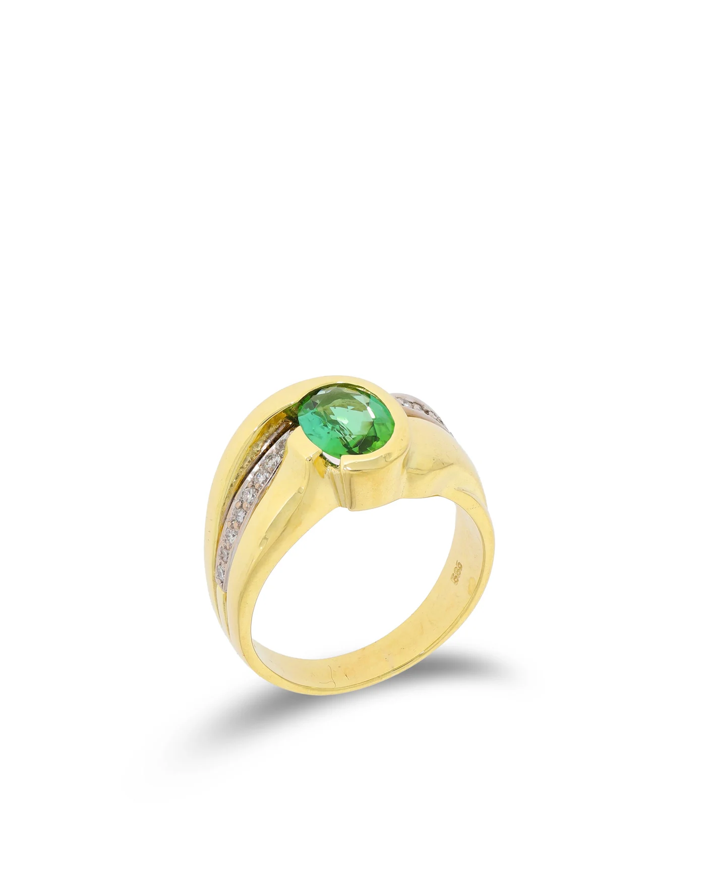 Damenring – Gelbgold mit Peridot und Diamanten