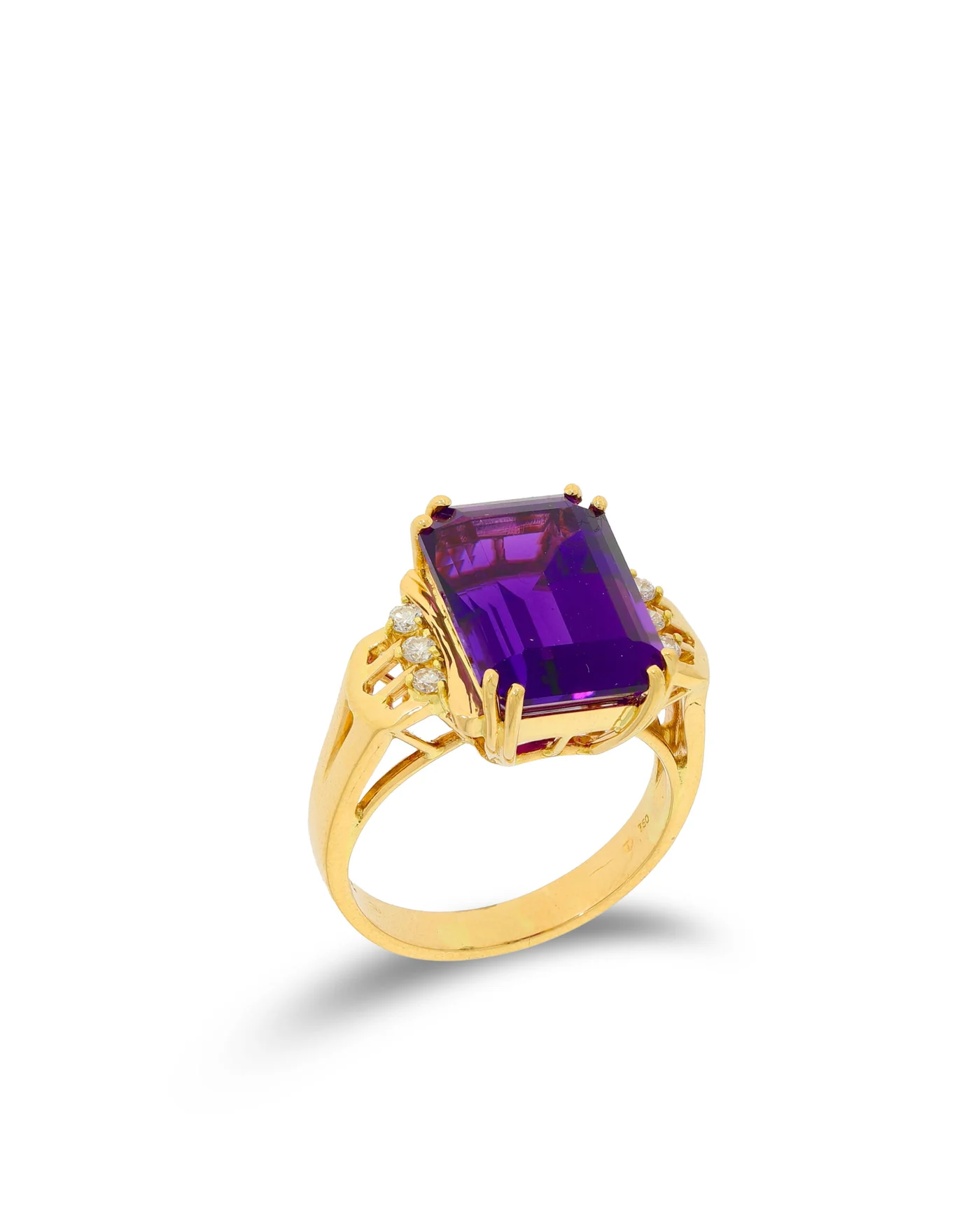 Damenring - Gelbgold mit Amethyst und Diamanten