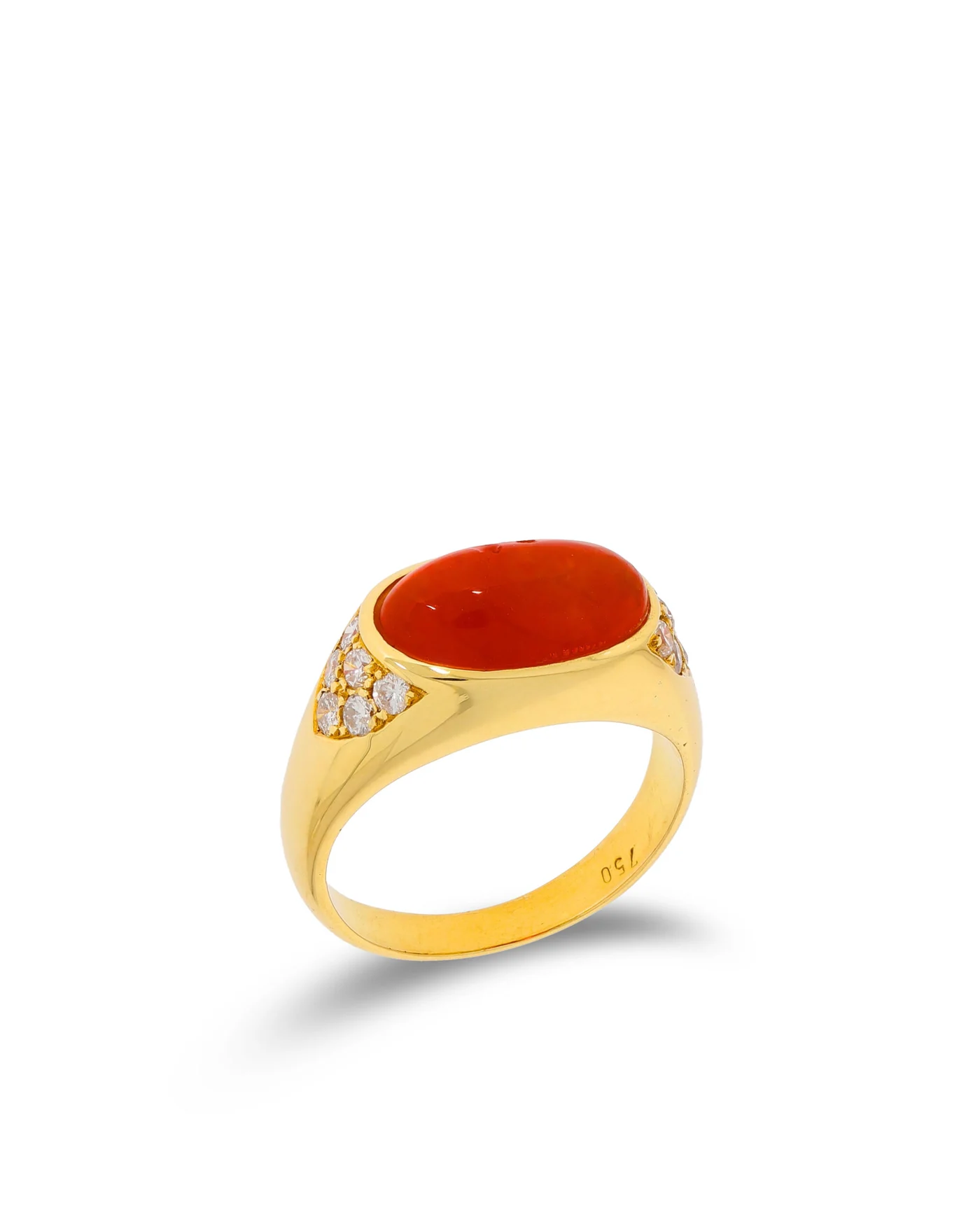 Damenring – Gelbgold mit Feueropal und Diamanten