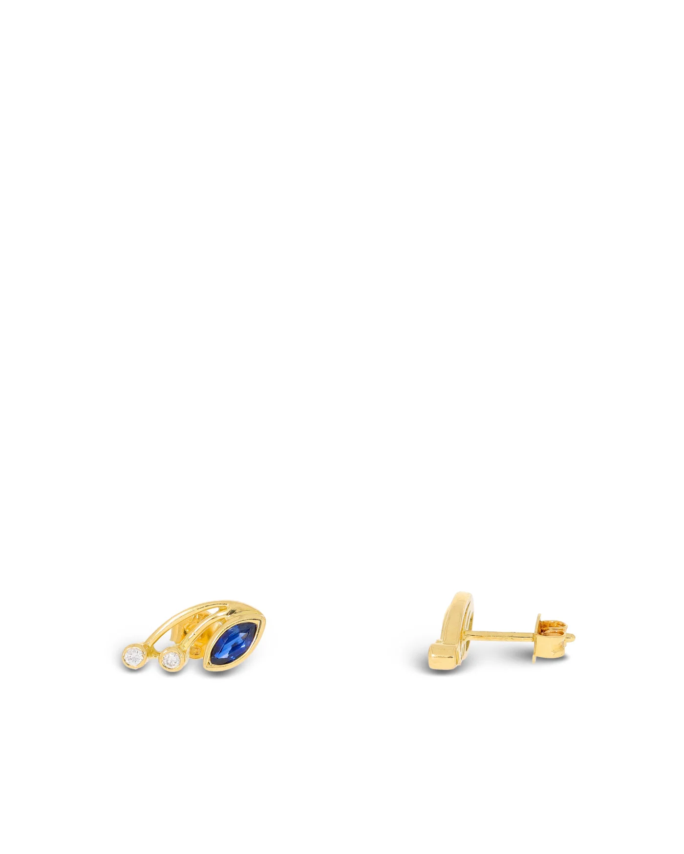 Ohrstecker – Gelbgold mit Saphir und Brillanten