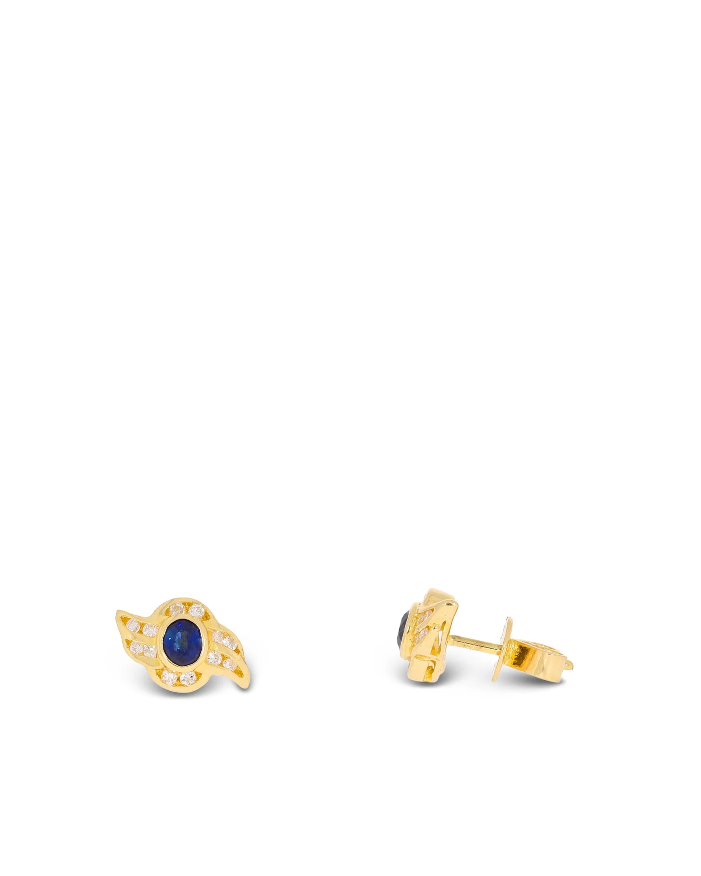 Ohrstecker – Gelbgold mit Saphir und Brillanten
