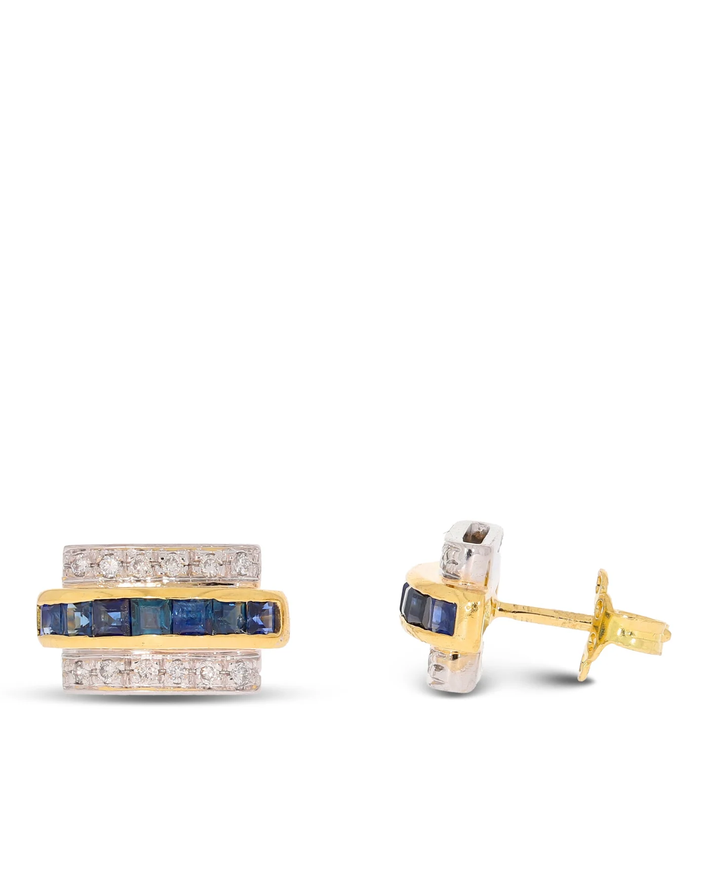 Ohrstecker – Bicolor mit Saphiren und Brillanten