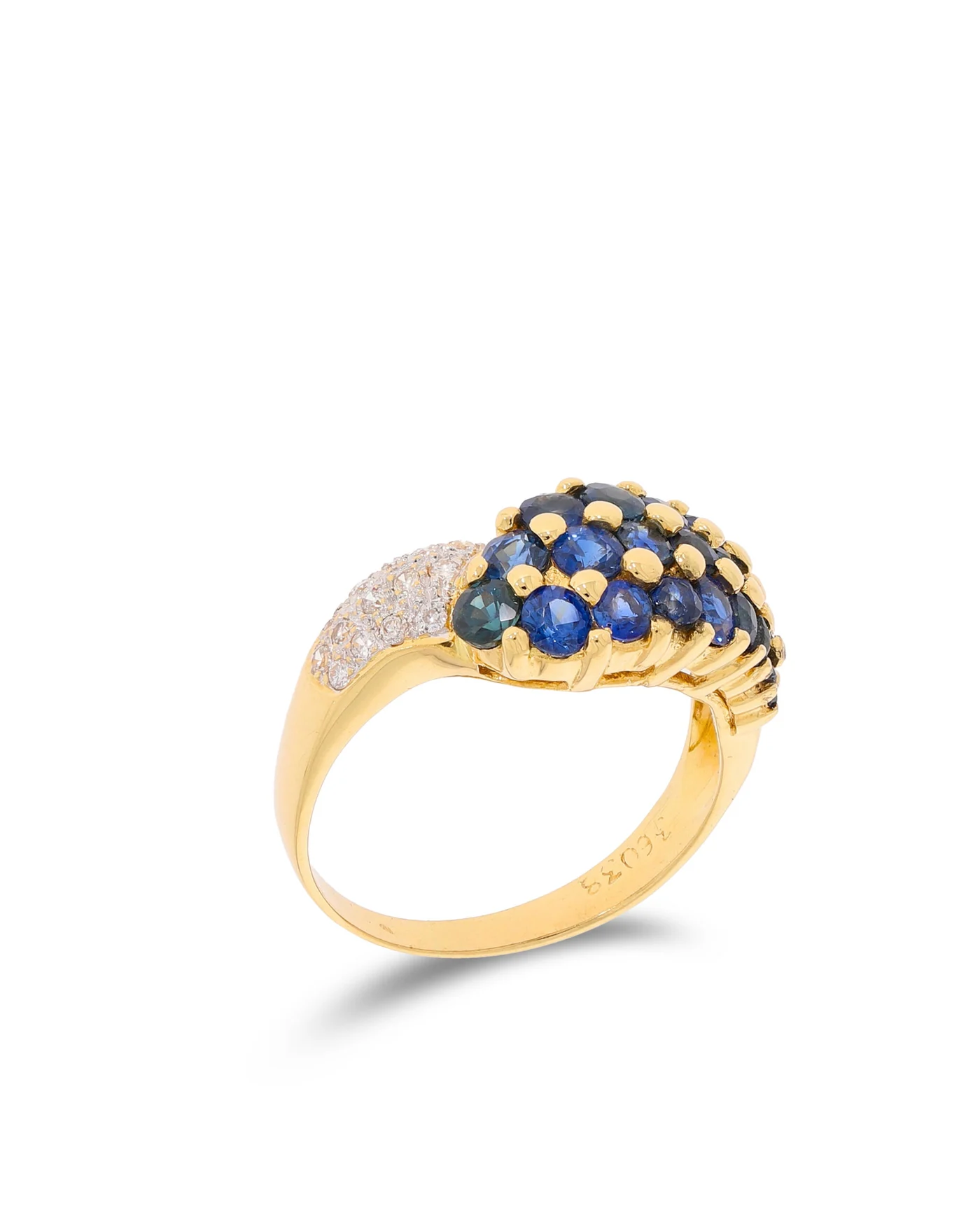 Damenring – Gelbgold mit Saphiren und Brillanten