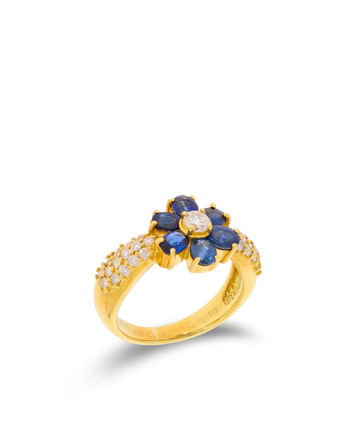 Damenring – Gelbgold mit Saphiren und Brillanten