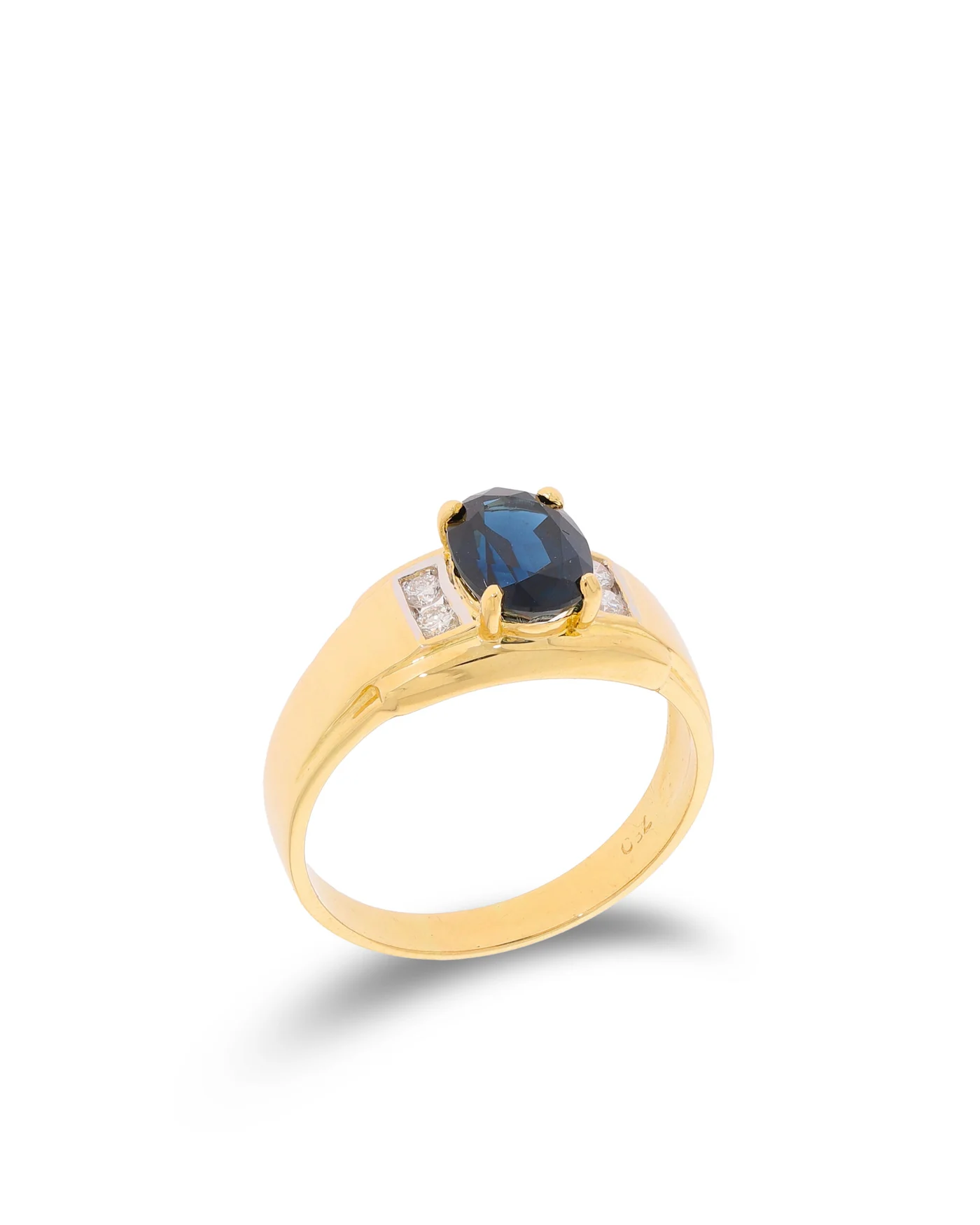 Damenring – Gelbgold mit Saphir und Brillanten