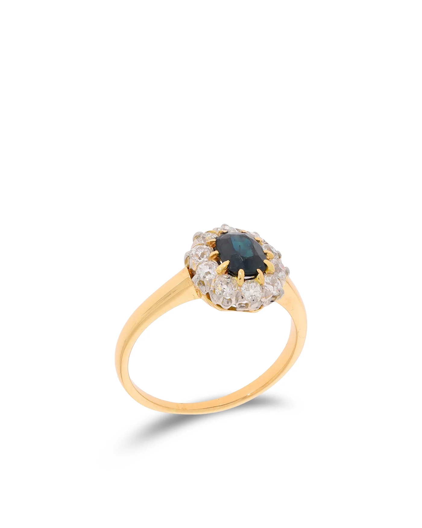 Damenring – Gelbgold mit Saphir und Diamanten