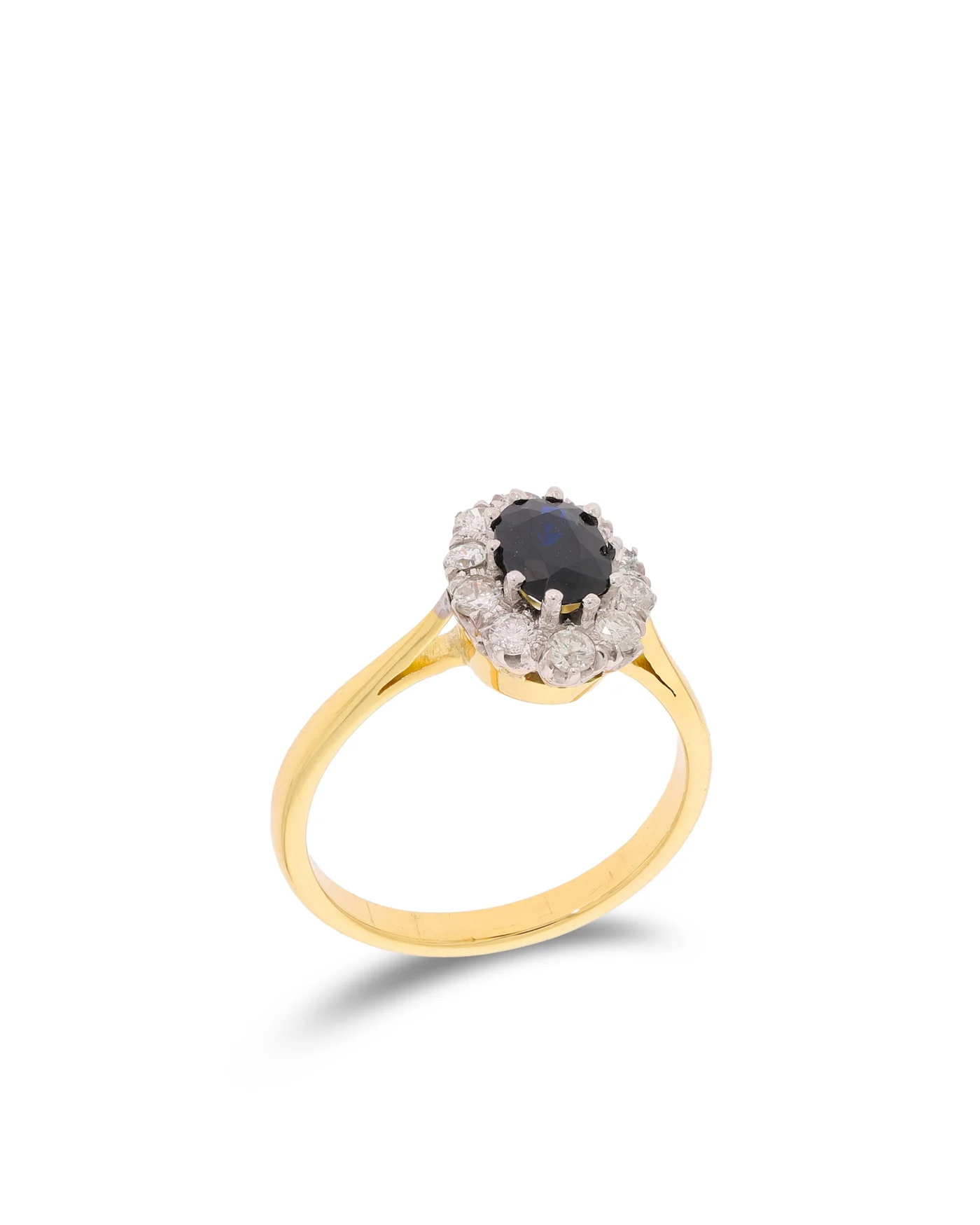 Damenring – Gelbgold mit Saphir und Diamanten