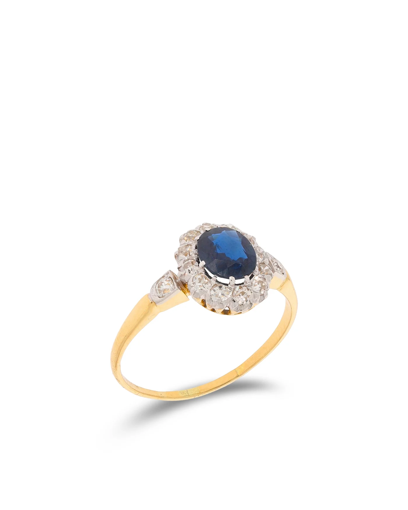 Damenring – Gelbgold mit Saphir und Diamanten