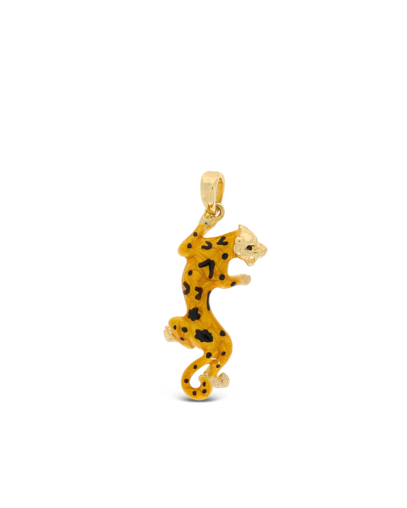 Anhänger – „Leopard“ Gelbgold mit Emaille