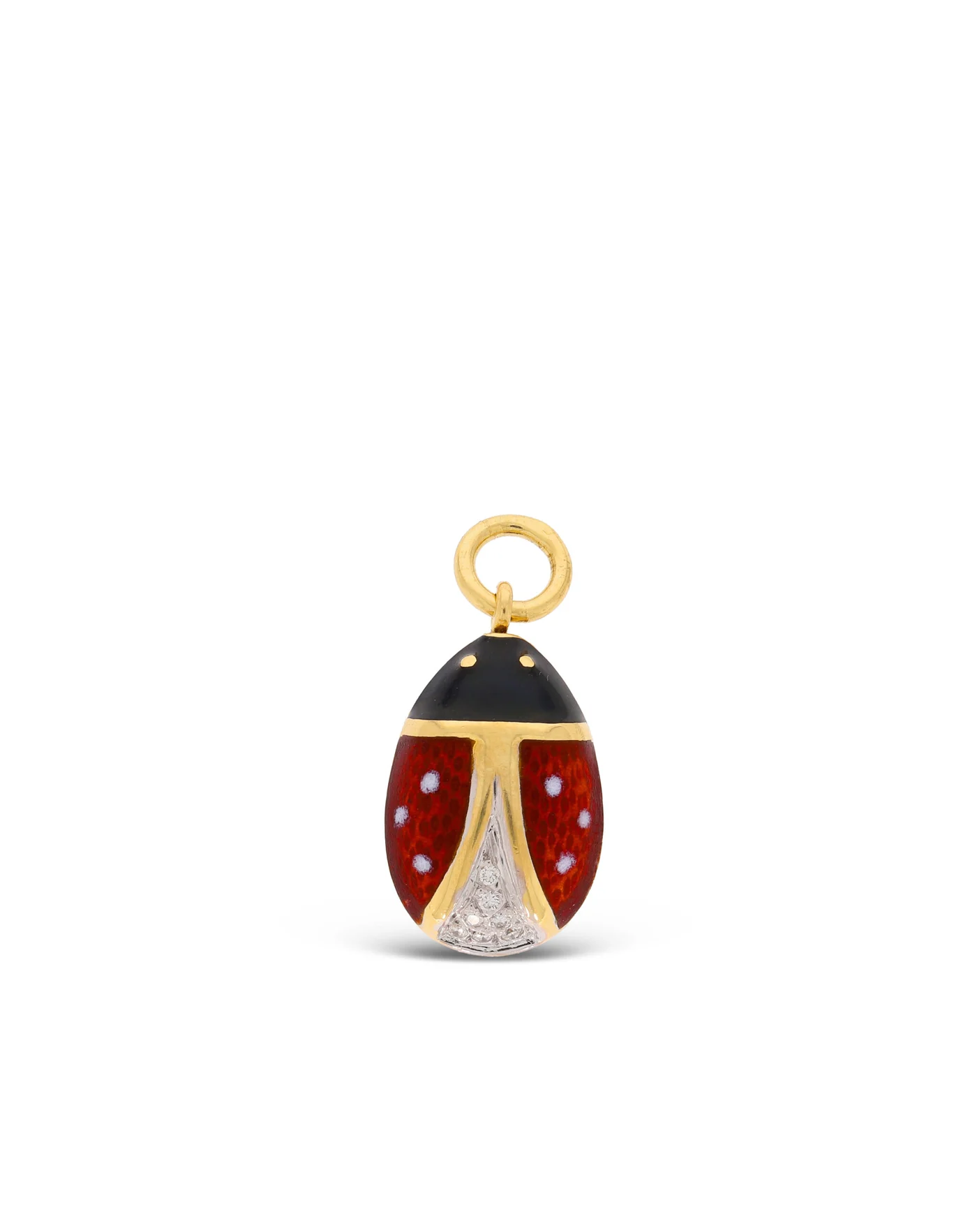 Anhänger – „Marienkäfer“ bicolor mit Diamanten und Emaille