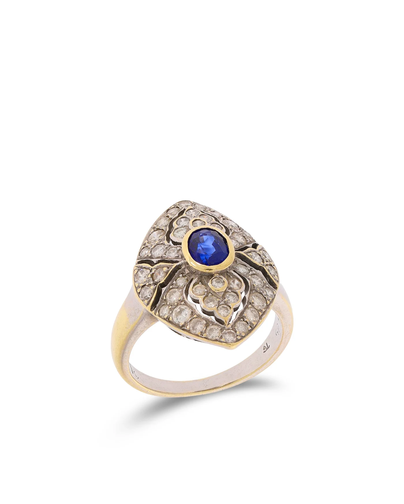 Damenring - Bicolor mit Saphir und Diamanten