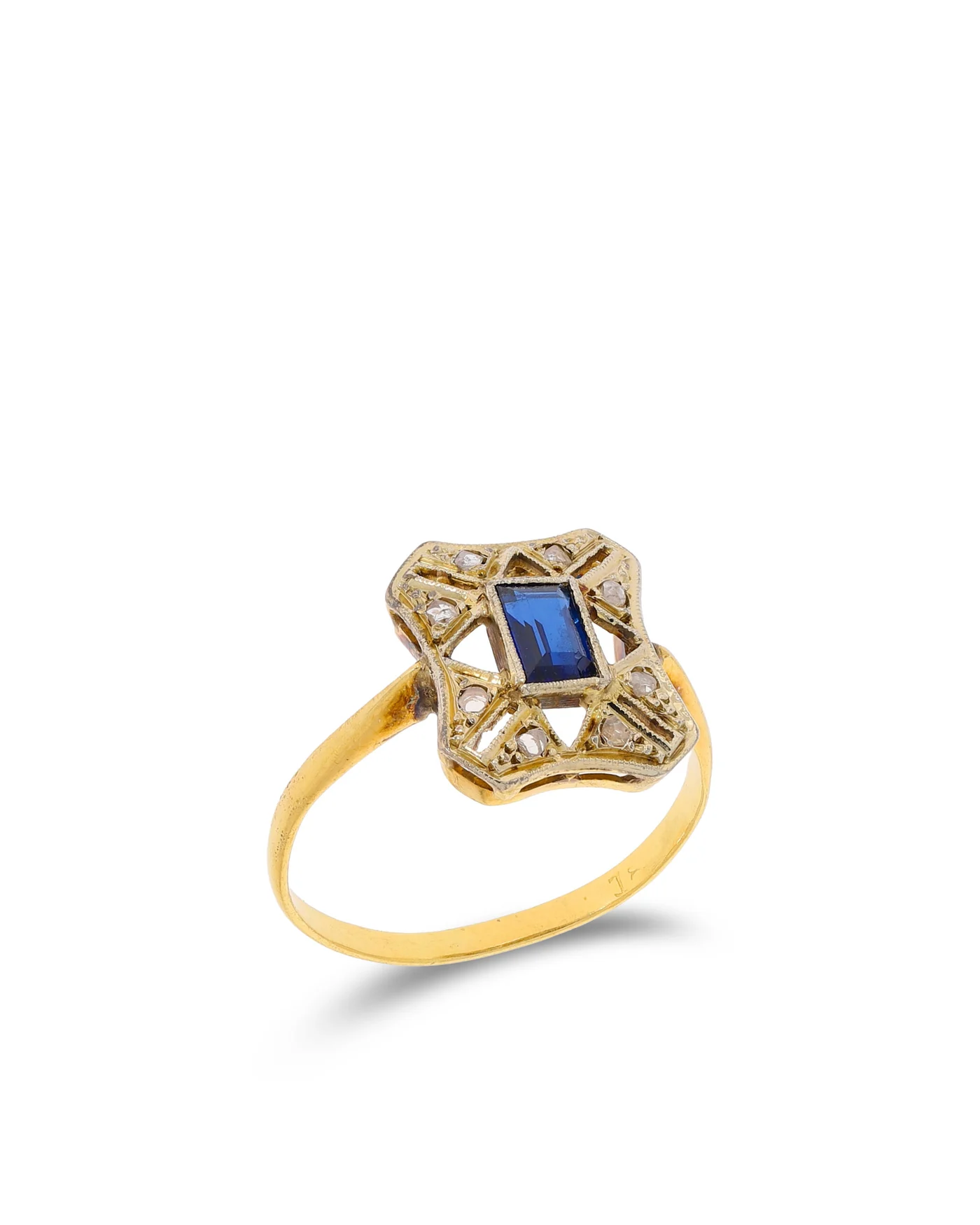 Damenring - Gelbgold mit Saphir und Diamanten