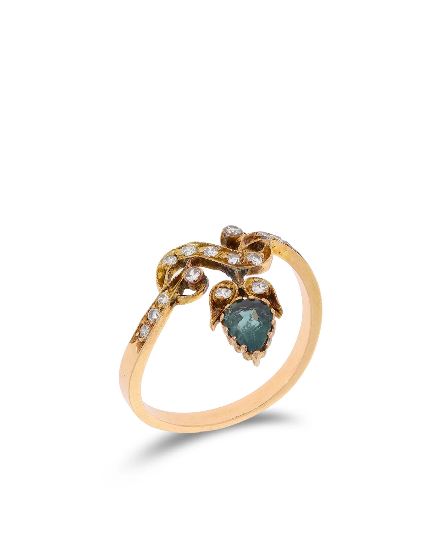 Damenring - Gelbgold mit Saphir und Diamanten