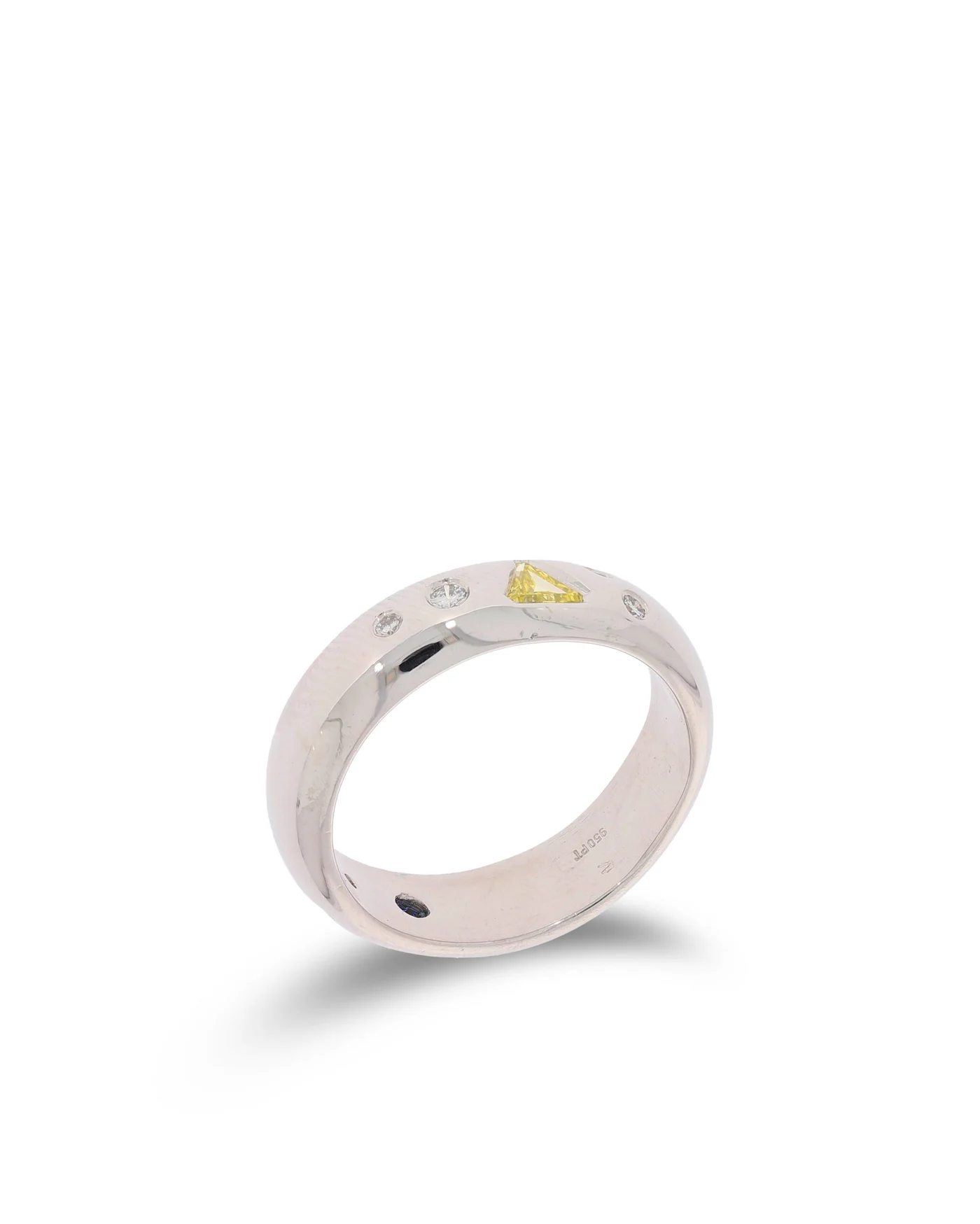 Damenring – Platin mit Saphir und Fancy Yellow Diamant