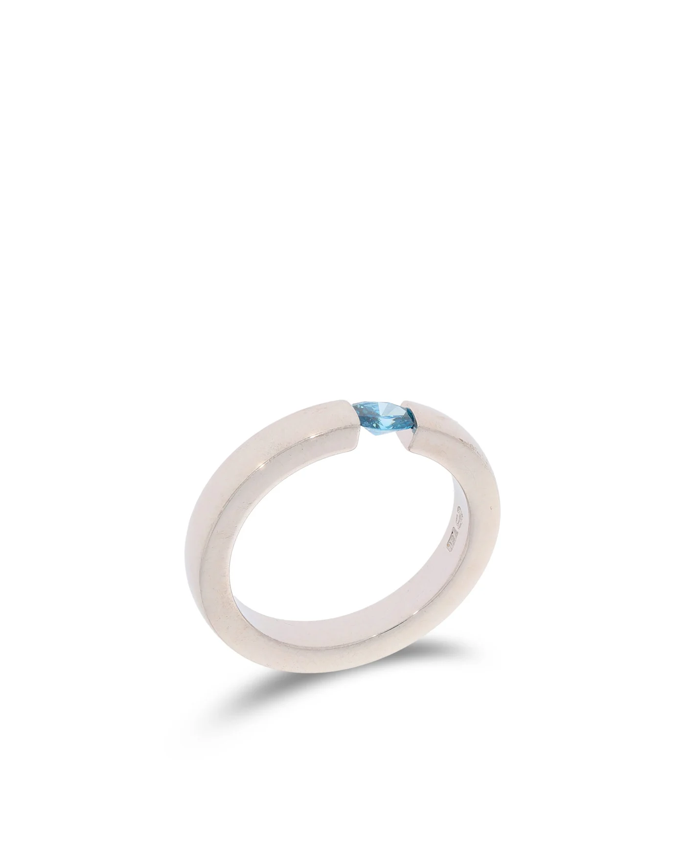 Damenring - Weissgold mit Fancy Vivid Blue Diamant