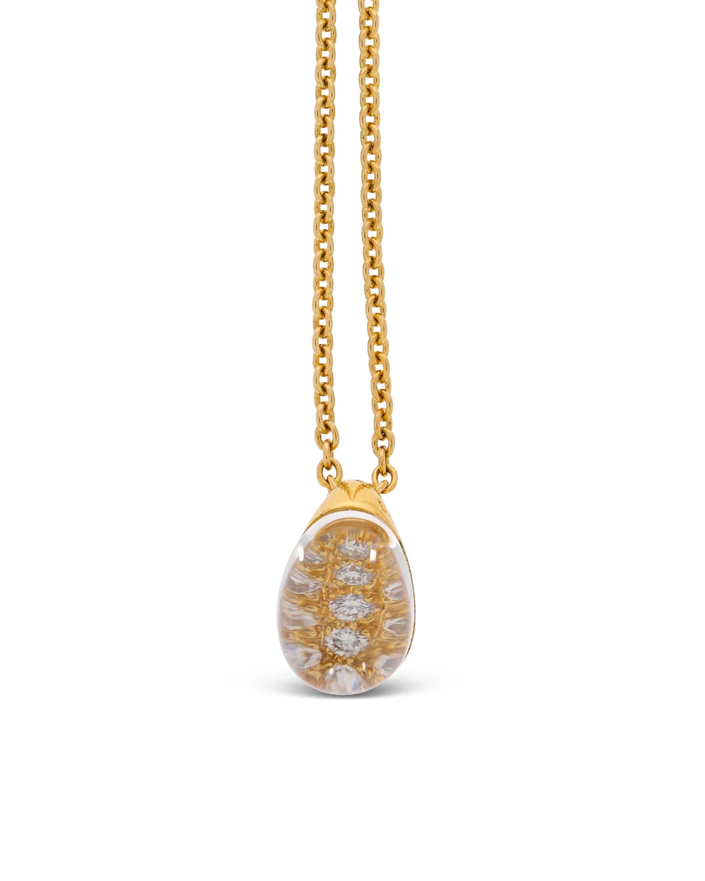 Halskette mit Anhänger – CARTIER Gelbgold mit Quarz und Brillanten