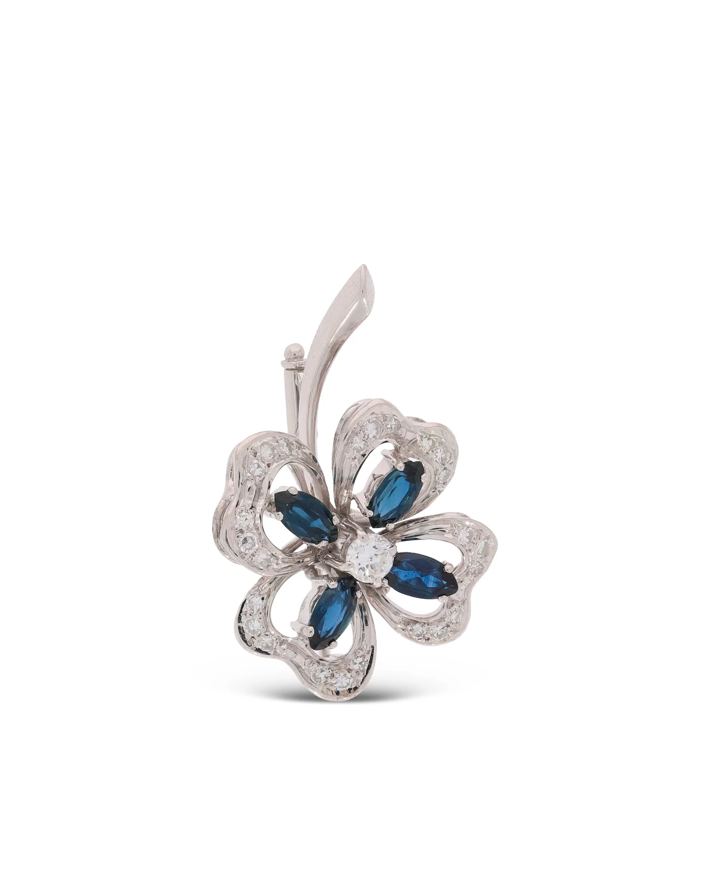 Brosche – BUCHERER Weissgold mit Saphiren und Diamanten