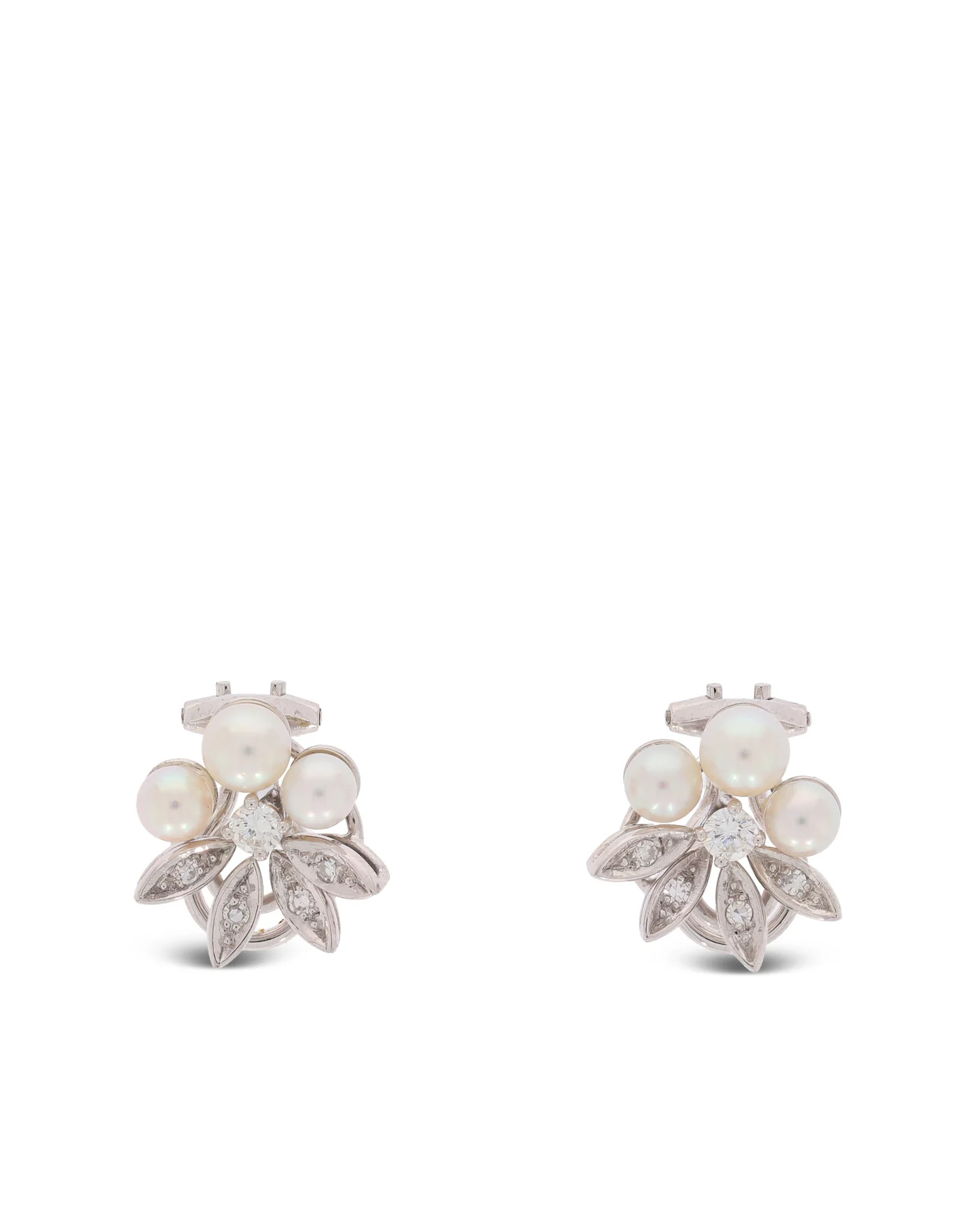 Ohrclips – BUCHERER Weissgold mit Perlen und Diamanten