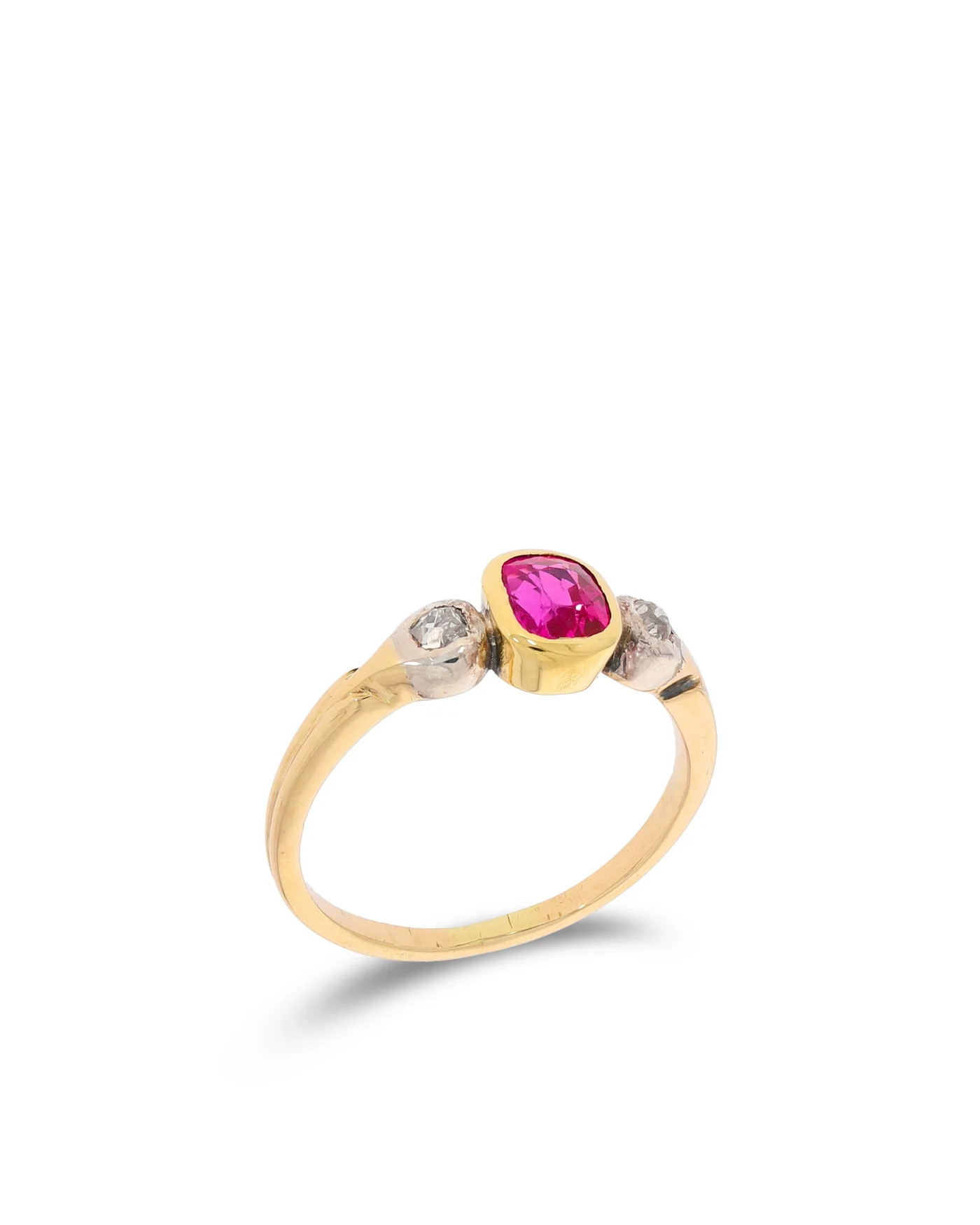 Damenring – Bicolor mit Rubin und Diamanten