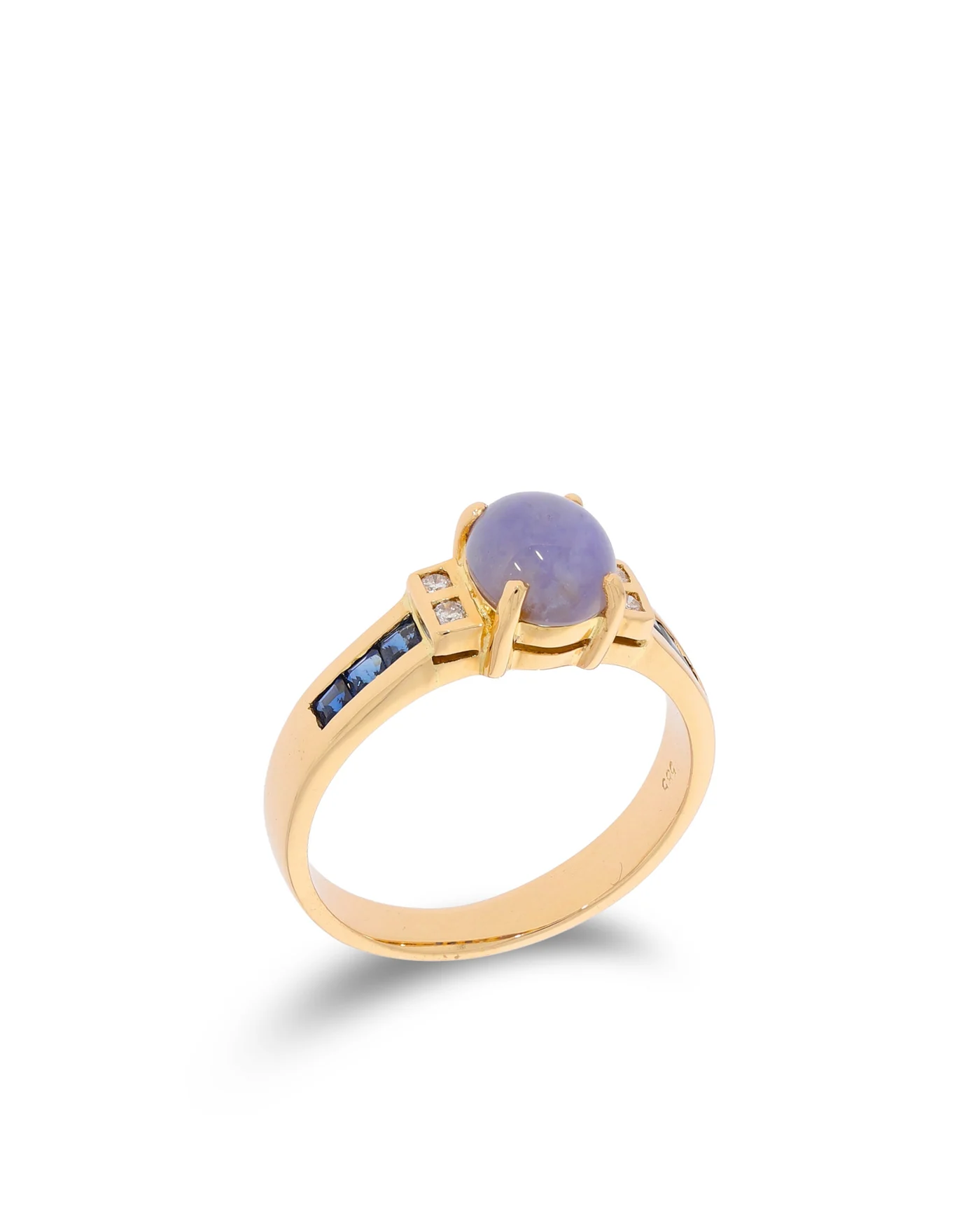 Damenring - Gelbgold mit Amethystquarz, Saphiren und Brillanten