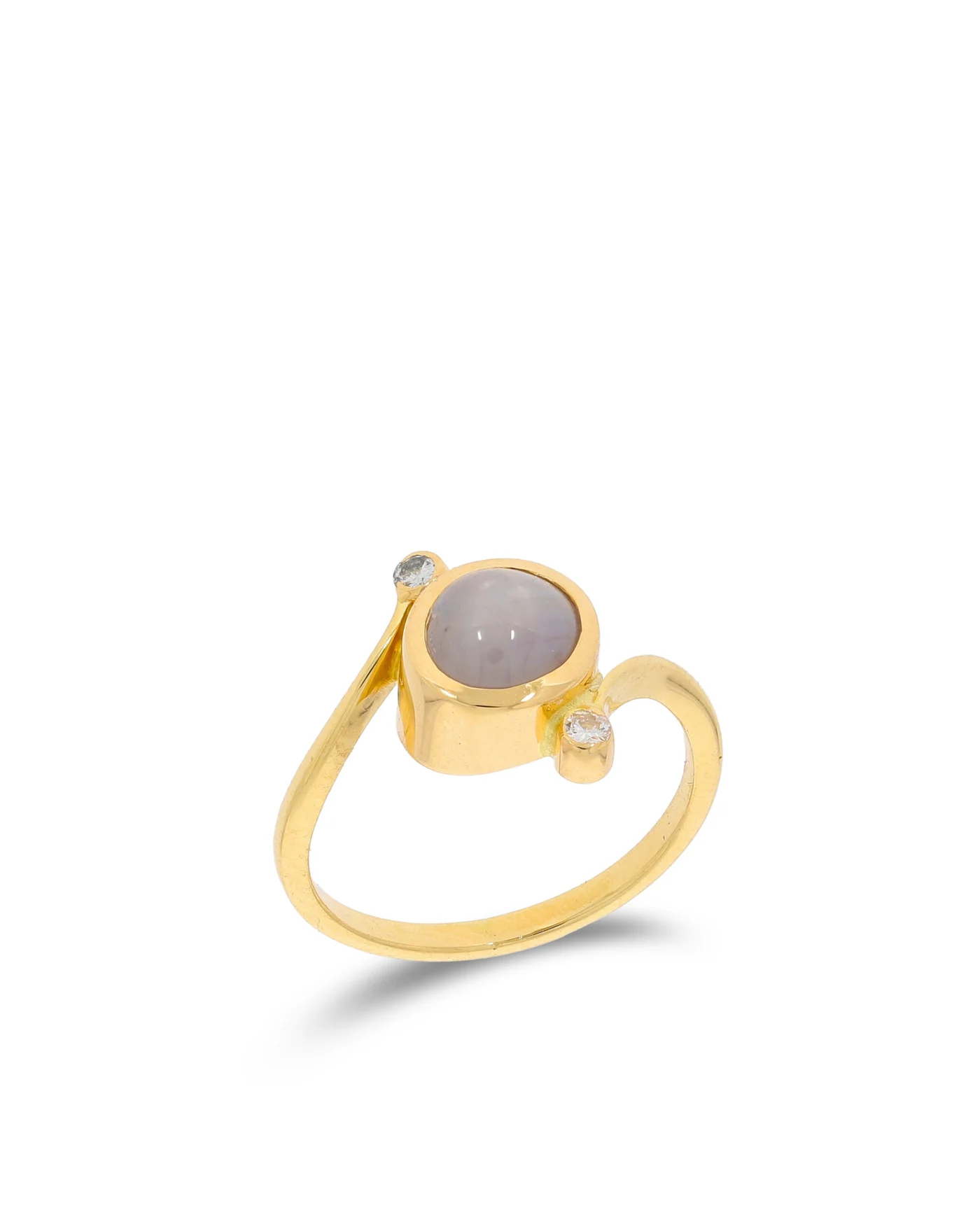 Damenring – Gelbgold mit Mondstein und Brillanten