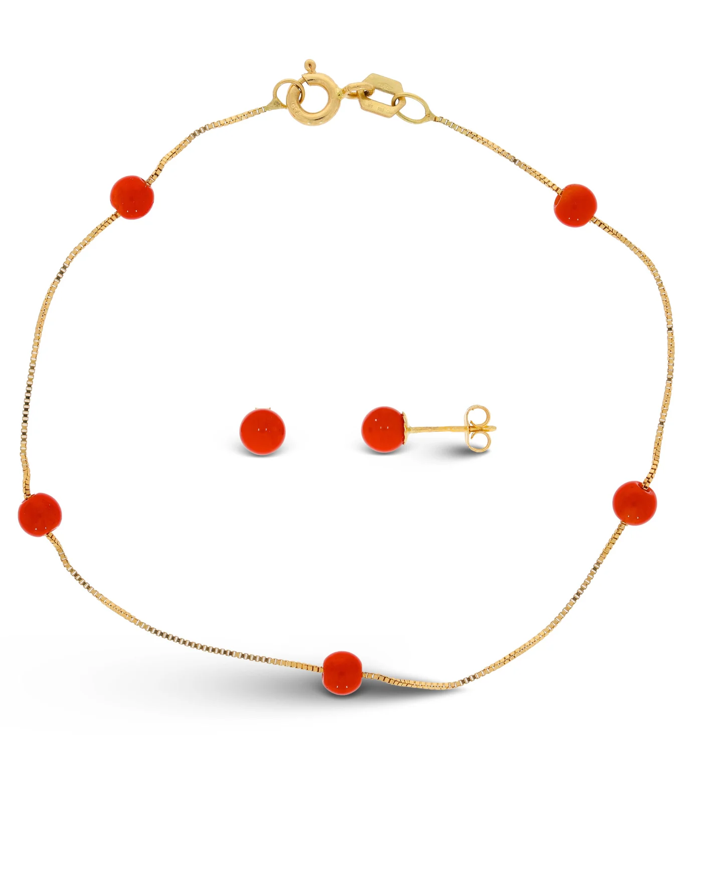 Set – Gelbgold mit Koralle