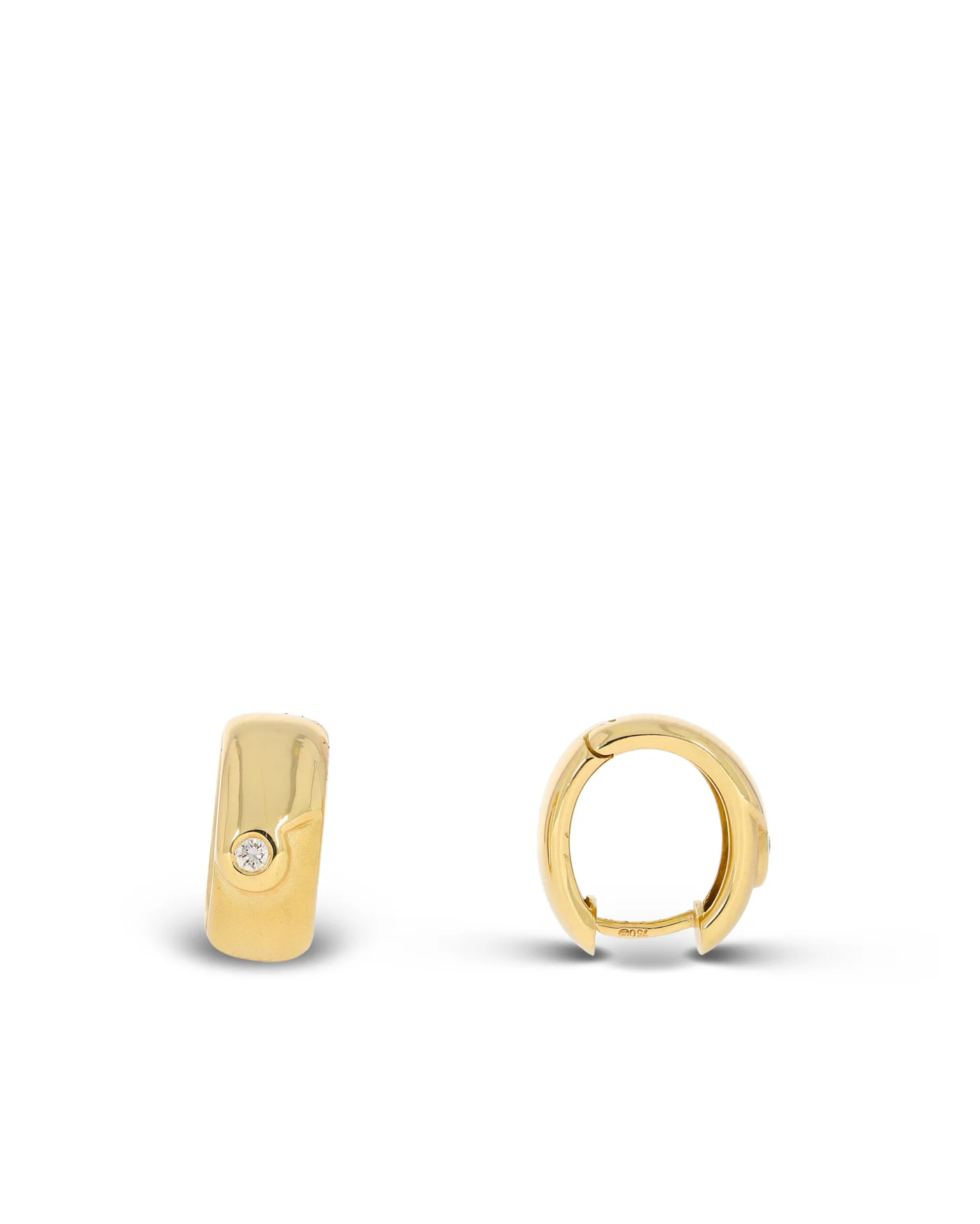 Klappcreolen – KURZ Gelbgold mit Brillanten 0.06ct
